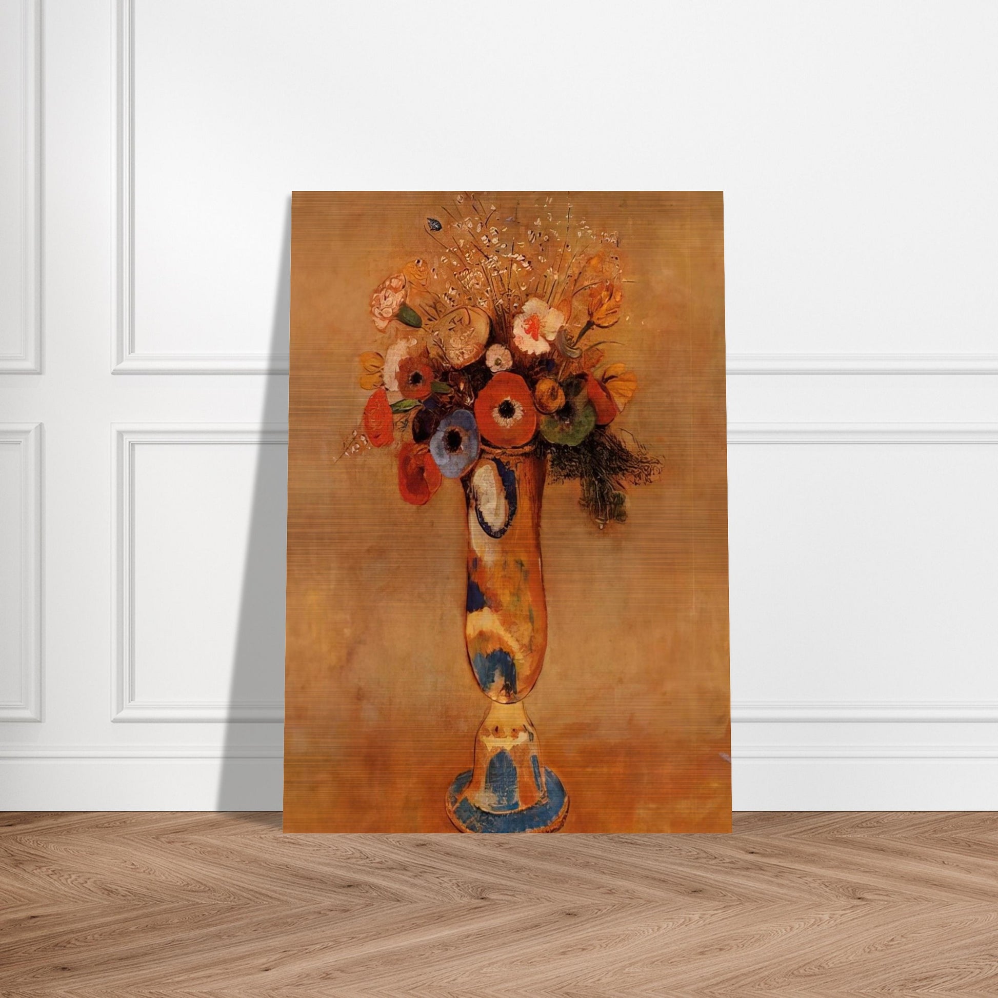WILDFLOWERS IN A LONG NECKED VASE - Odilon Redon Brushed Aluminum Print - 70x100 cm / 28x40 inches | Odilon Redon Aluminum Print | Odilon Redon Prints
