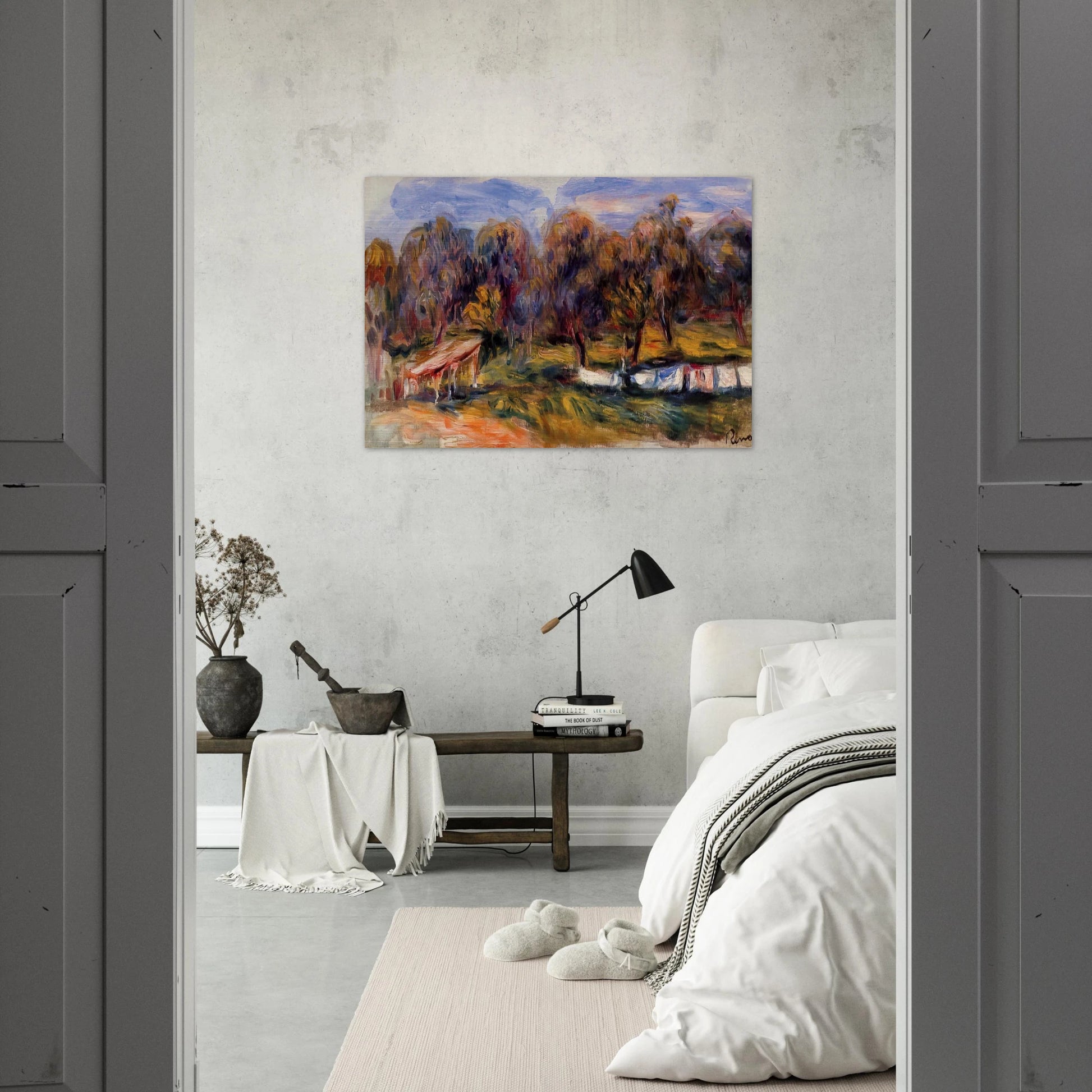 Landscape with Orchard - Pierre-Auguste Renoir Brushed Aluminum Print - 70x100 cm / 28x40 inches | Pierre-Auguste Renoir Aluminum Print | Pierre-Auguste Renoir Prints