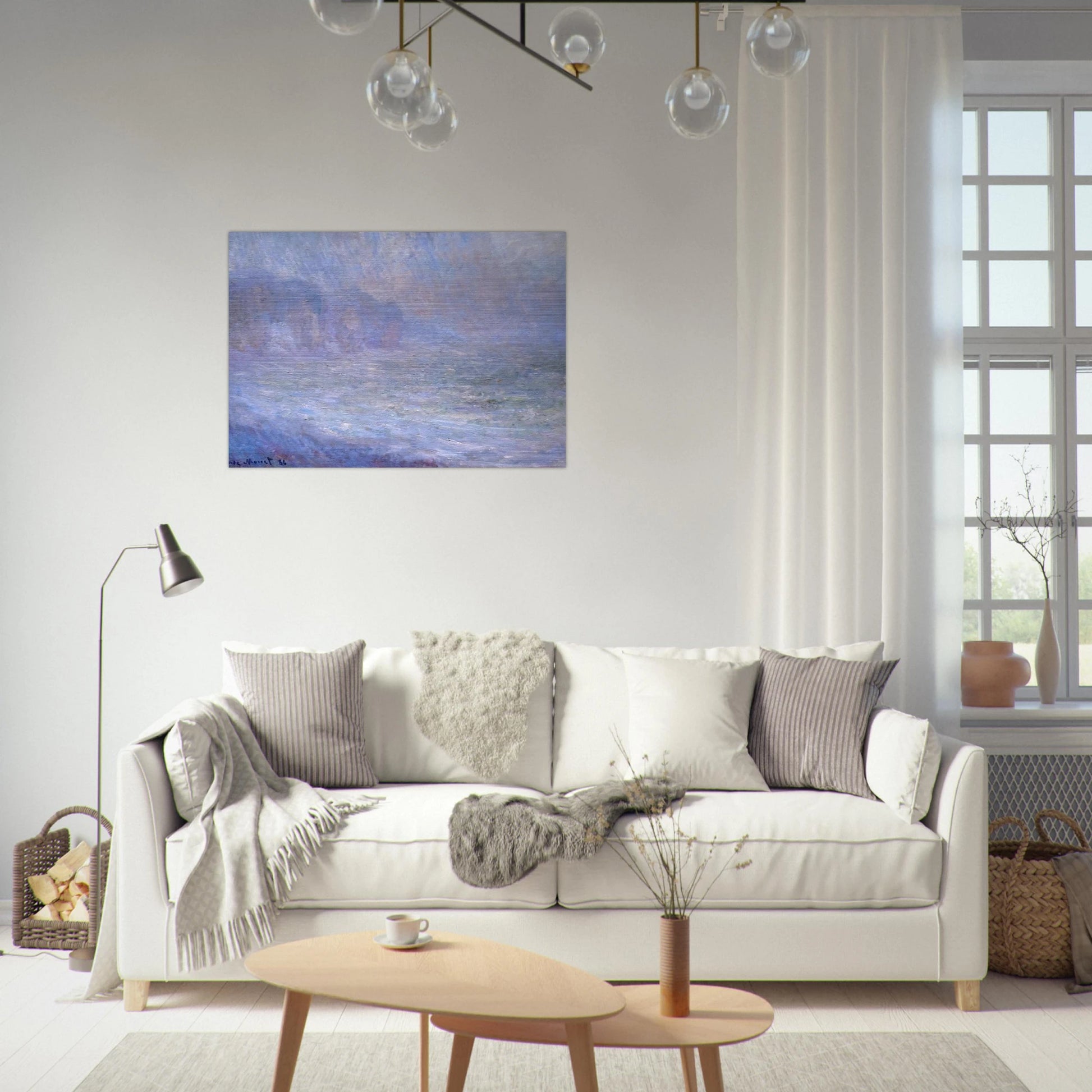 Cliffs at Pourville, Rain - claude monet Brushed Aluminum Print - 70x100 cm / 28x40 inches | claude monet Aluminum Print | claude monet Prints