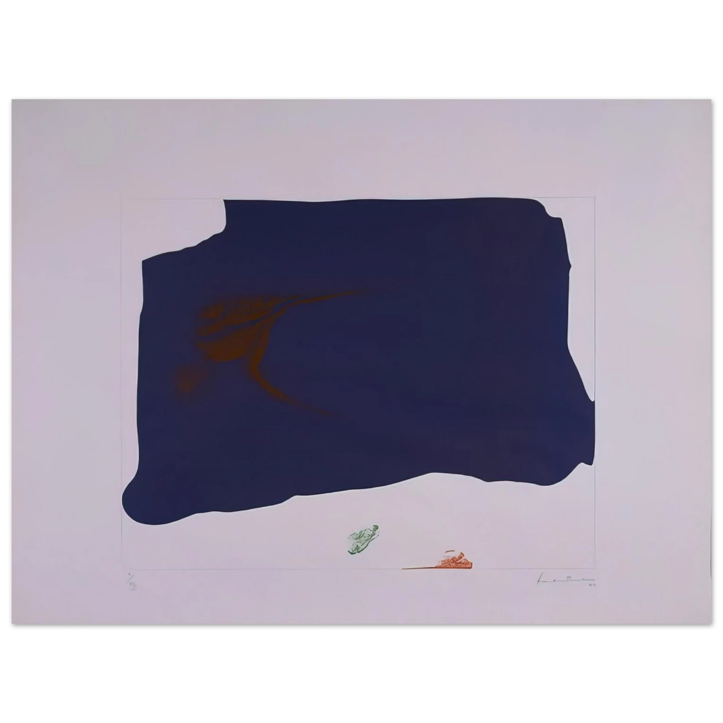 Helen Frankenthaler - Variation II on Mauve Corner - 1969 Wall art - 21x29.7 cm / 8x12" - Premium Wooden Framed Poster With Fine Art Paper-canvas - Wood frame