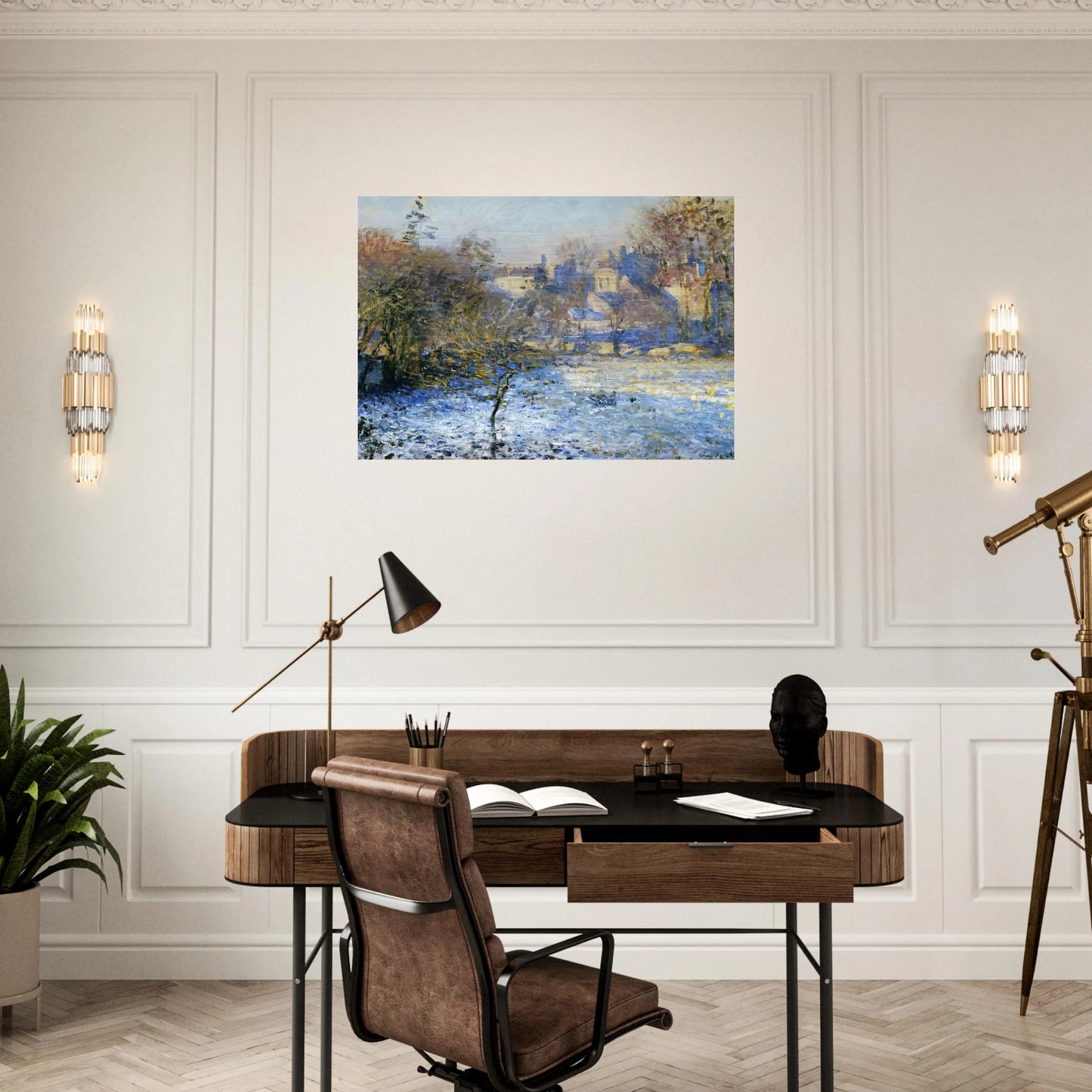 Frost - claude monet Brushed Aluminum Print - 70x100 cm / 28x40 inches | claude monet Aluminum Print | claude monet Prints