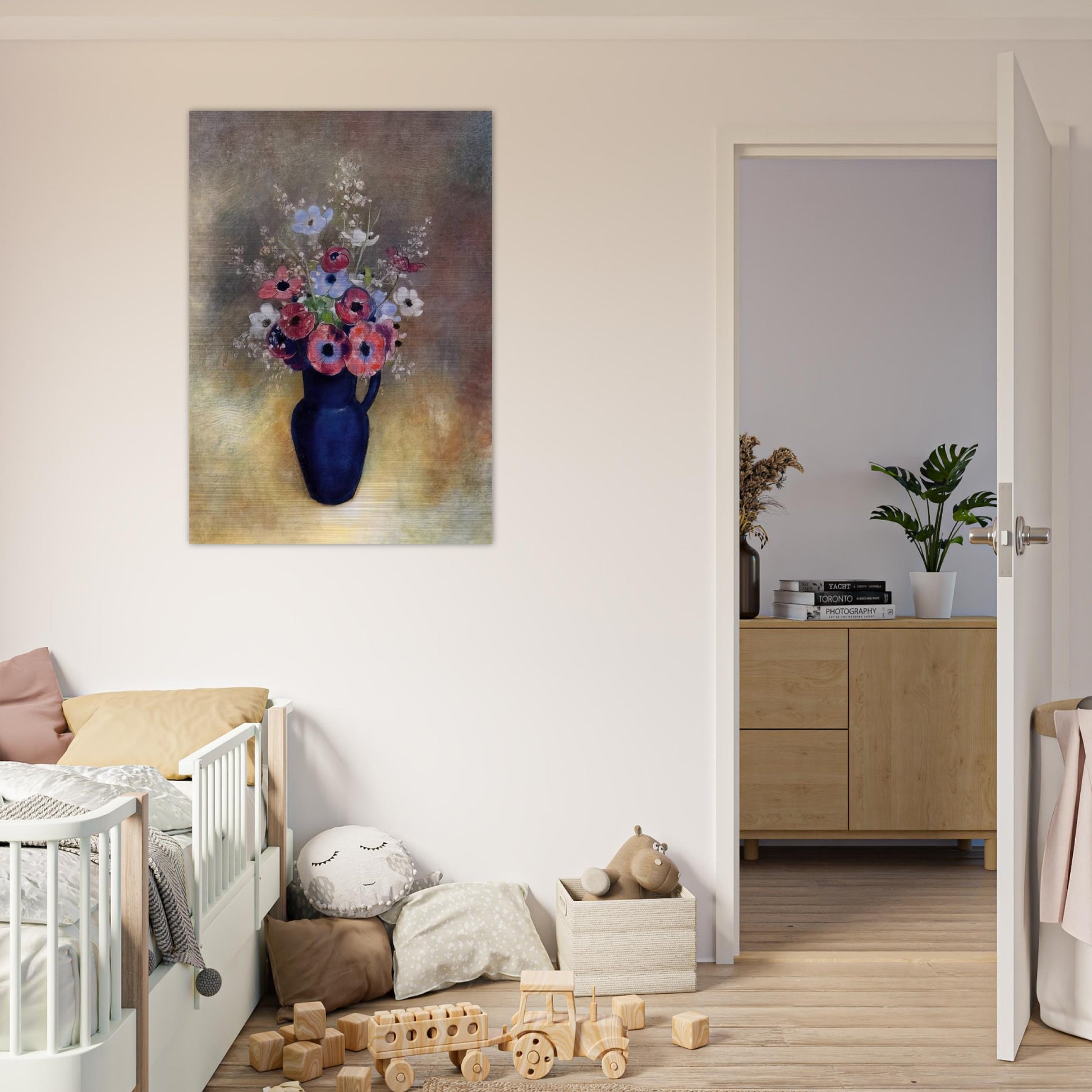 ANEMONES IN A JUG - Odilon Redon Brushed Aluminum Print - 70x100 cm / 28x40 inches | Odilon Redon Aluminum Print | Odilon Redon Prints