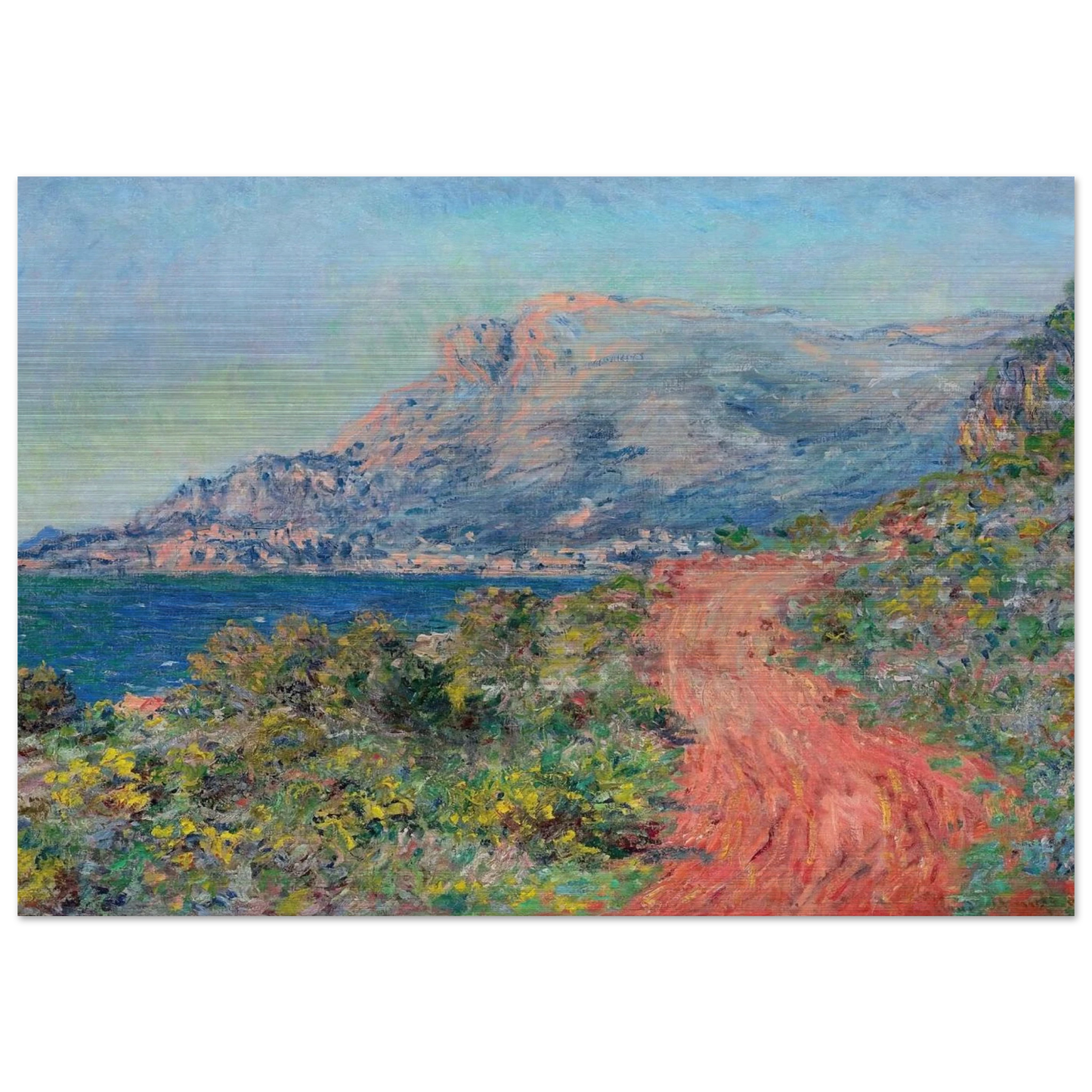 The Red Road near Menton - claude monet Brushed Aluminum Print - 70x100 cm / 28x40 inches | claude monet Aluminum Print | claude monet Prints