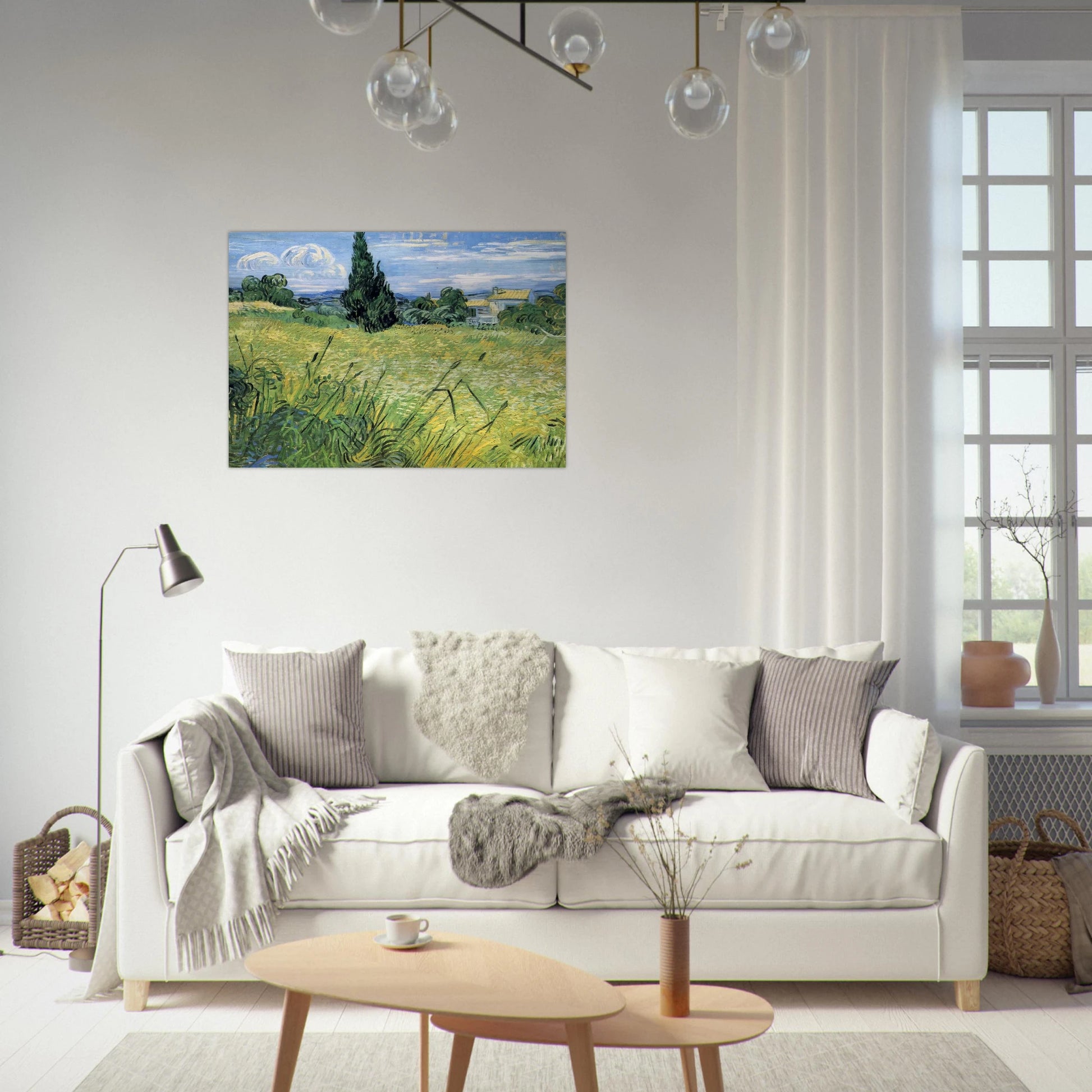 Green Wheat Field with Cypress - Vincent van Gogh Brushed Aluminum Print - 70x100 cm / 28x40 inches | Vincent van Gogh Aluminum Print | Vincent van Gogh Prints