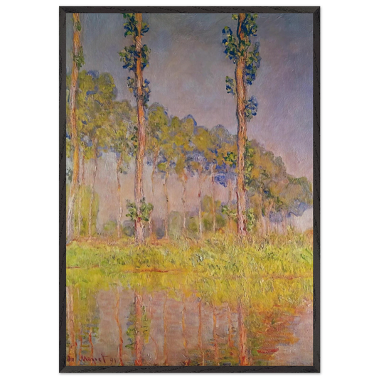 Three Trees in Spring - claude monet 70x100 cm / 28x40 inches Framed Art Print – Black Wooden Frame