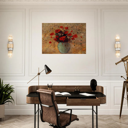 VASE OF POPPIES - Odilon Redon Brushed Aluminum Print - 70x100 cm / 28x40 inches | Odilon Redon Aluminum Print | Odilon Redon Prints