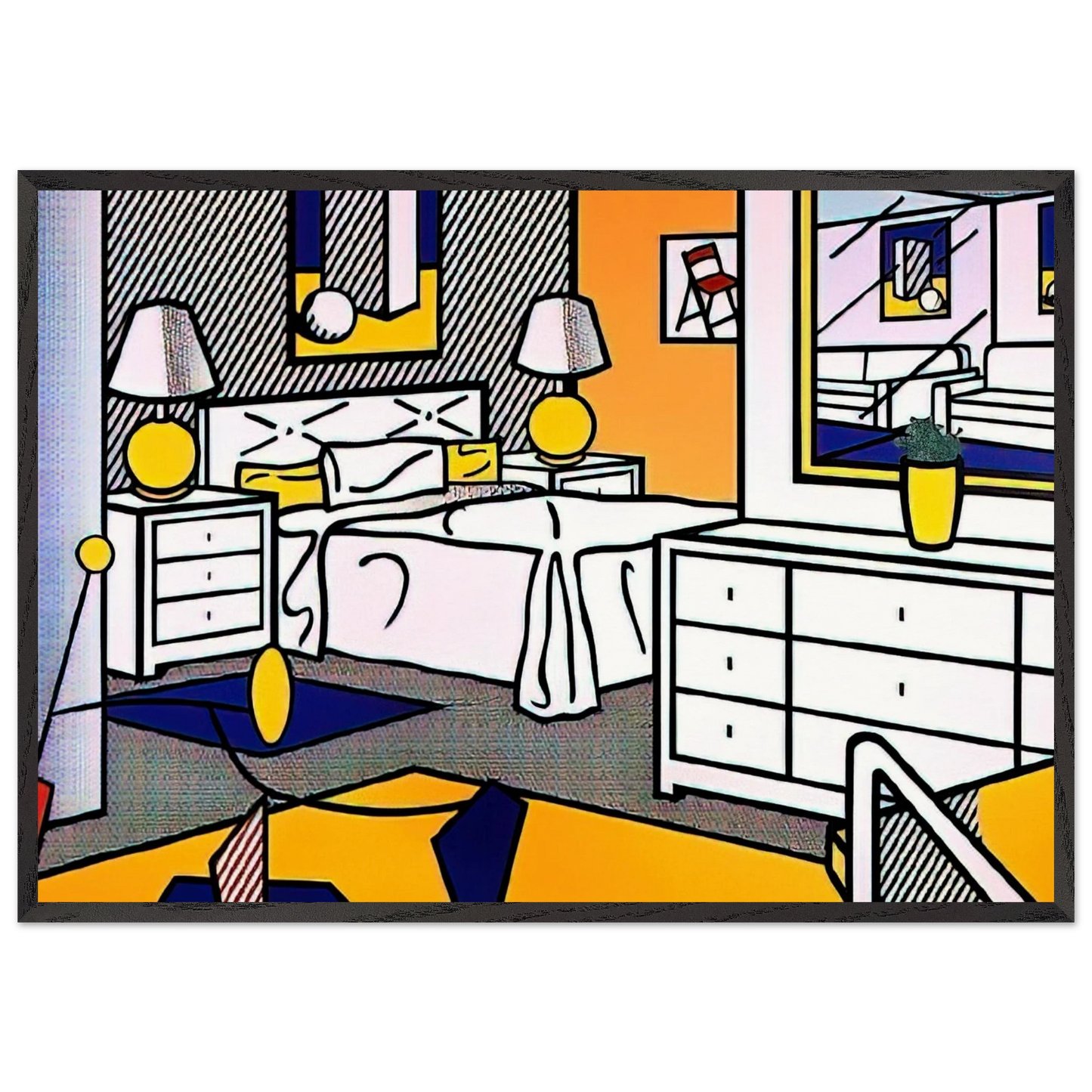 INTERIOR WITH MOBILE 1992 - Roy Lichtenstein 70x100 cm / 28x40 inches Framed Art Print – Black Wooden Frame