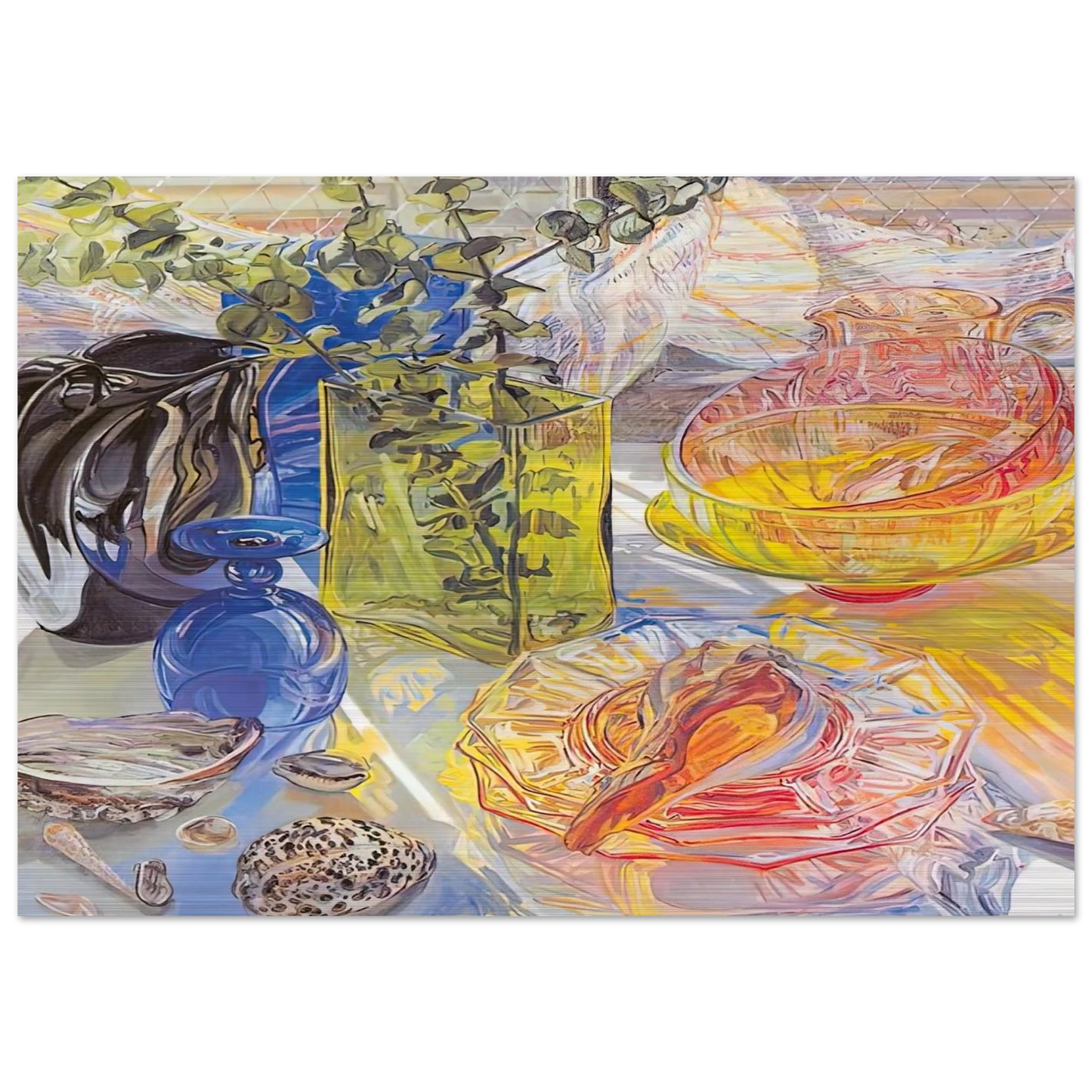GLASS AND SHELLS 1990 - Janet Fish Brushed Aluminum Print - 70x100 cm / 28x40 inches | Janet Fish Aluminum Print | Janet Fish Prints