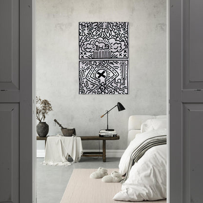 ANTI NUCLEAR RALLY 1982 - Keith Haring Brushed Aluminum Print - 70x100 cm / 28x40 inches | Keith Haring Aluminum Print | Keith Haring Prints