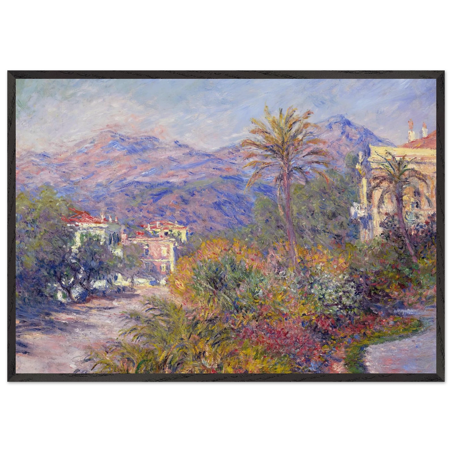 Strada Romada in Bordighera - claude monet 70x100 cm / 28x40 inches Framed Art Print – Black Wooden Frame