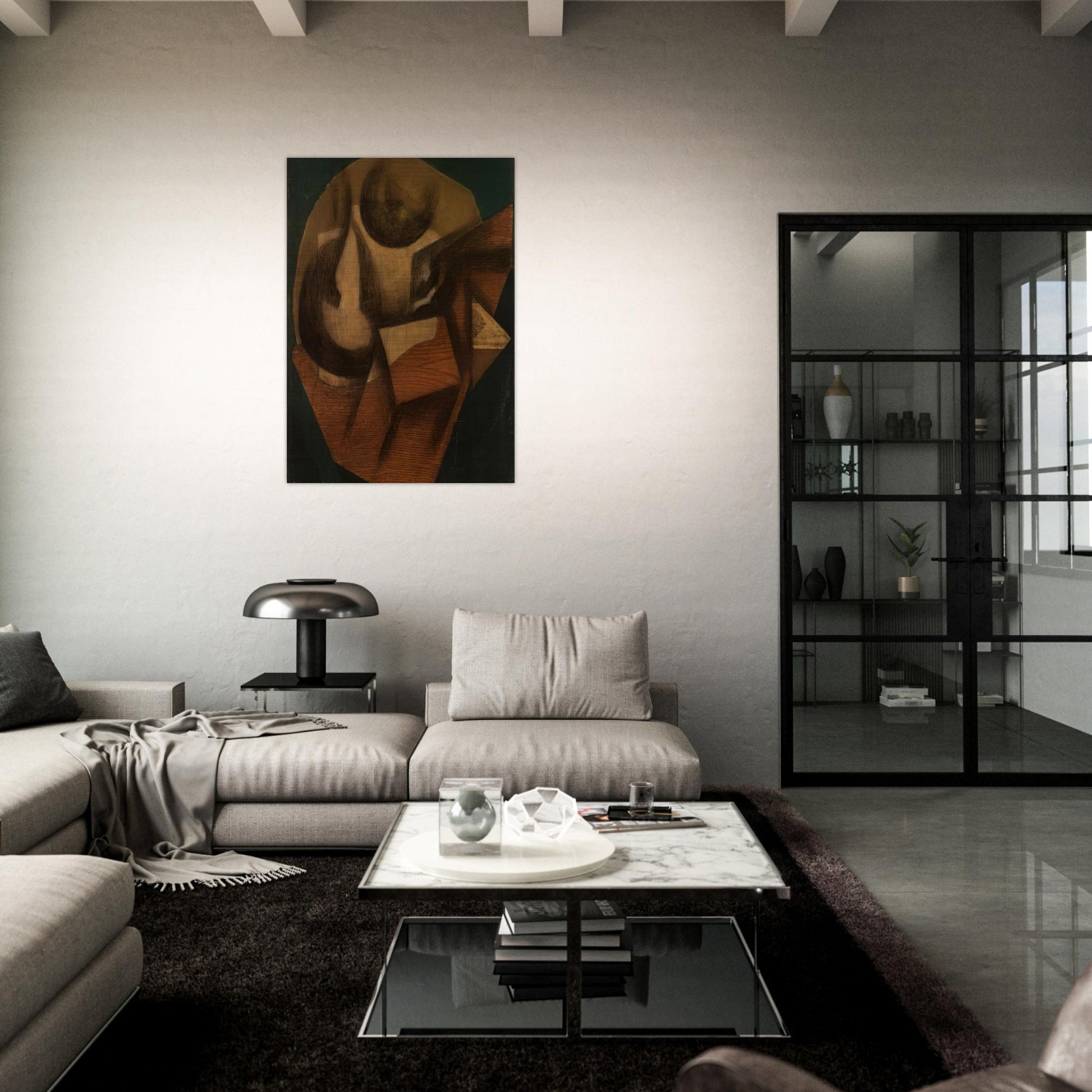 THE GLASS 1914 - Juan Gris Brushed Aluminum Print - 70x100 cm / 28x40 inches | Juan Gris Aluminum Print | Juan Gris Prints