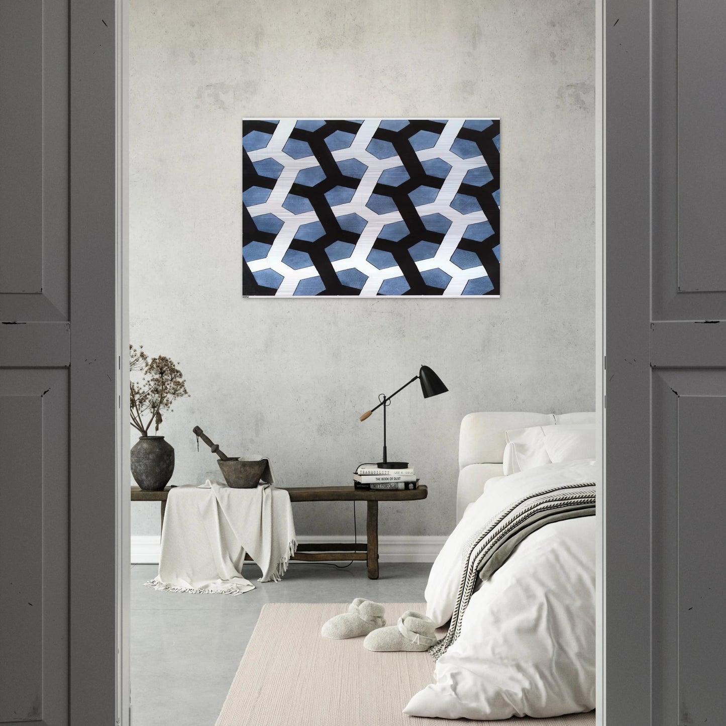 INTERLACED HEXAGON - MC Escher Brushed Aluminum Print - 70x100 cm / 28x40 inches | MC Escher Aluminum Print | MC Escher Prints