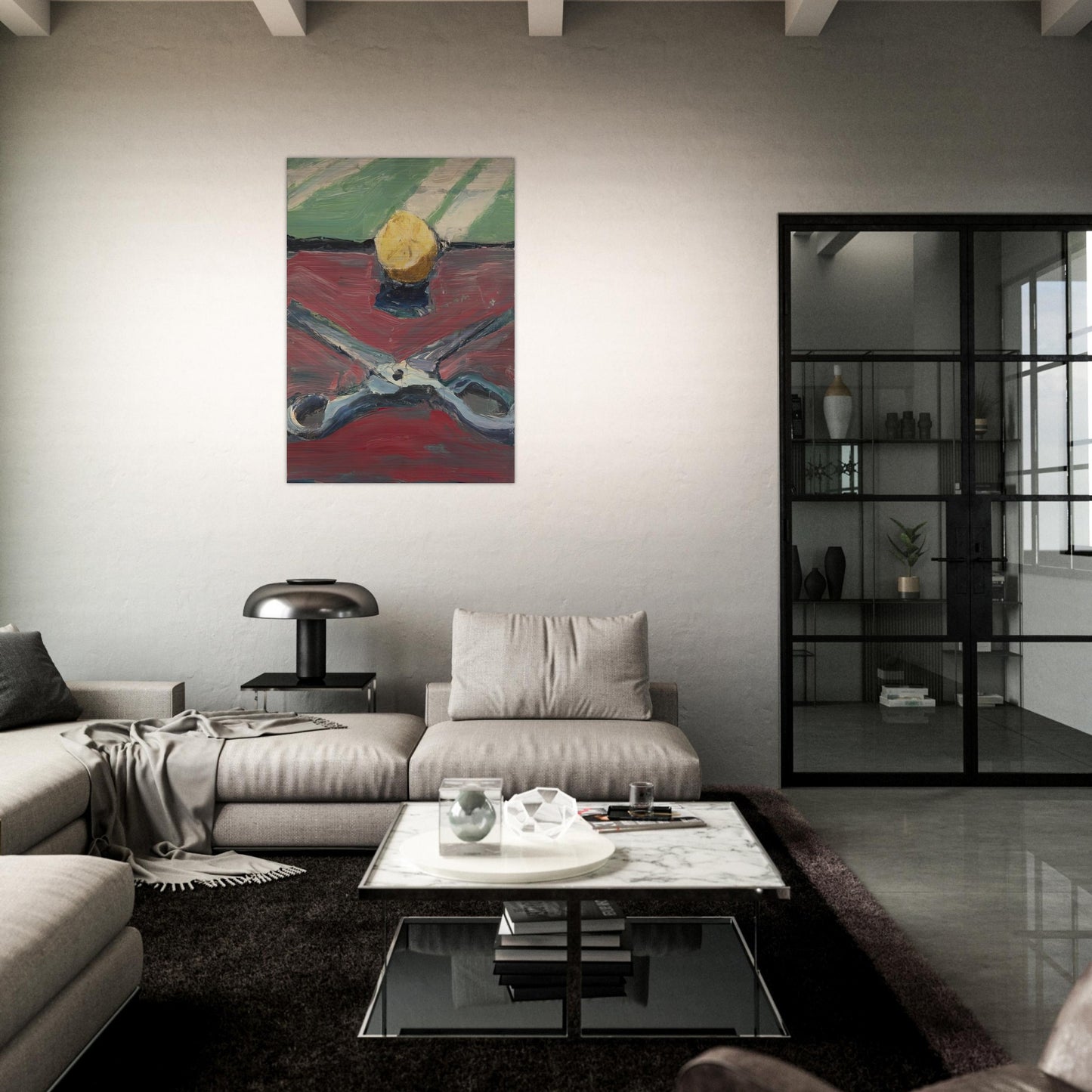Scissors and Lemon, II - Richard Diebenkorn Brushed Aluminum Print - 70x100 cm / 28x40 inches | Richard Diebenkorn Aluminum Print | Richard Diebenkorn Prints