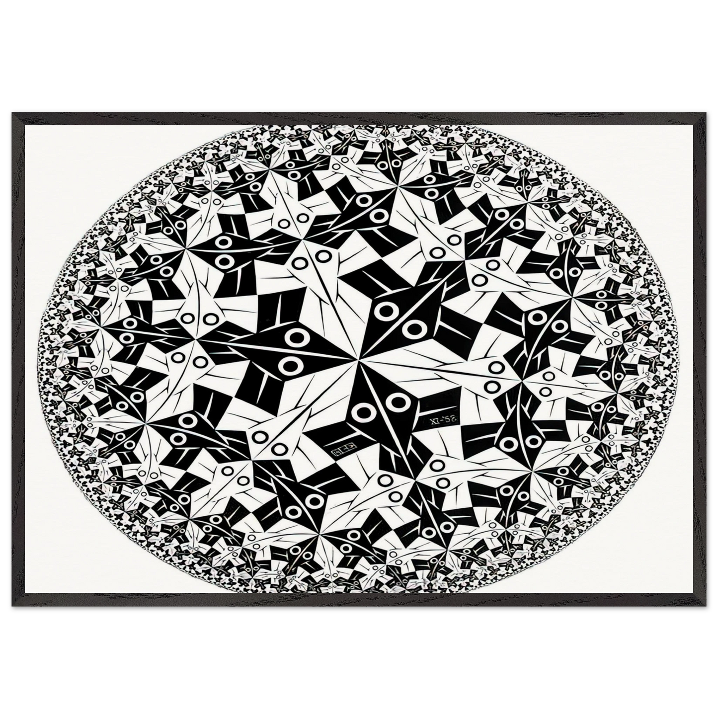 CIRCLE LIMIT I - MC Escher 70x100 cm / 28x40 inches Framed Art Print – Black Wooden Frame | Maurits Cornelis Escher Prints