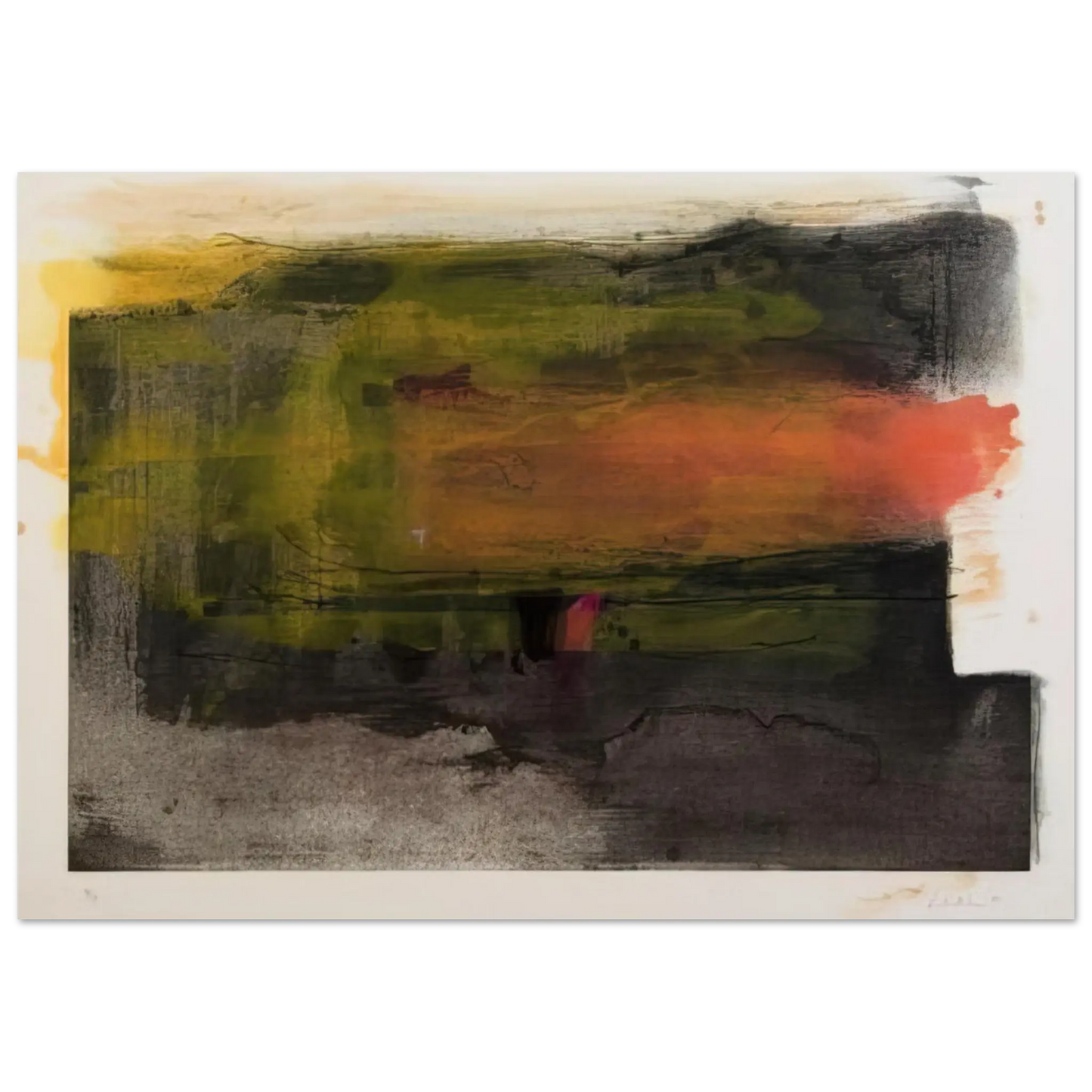 Helen Frankenthaler - Deep Sun - 1983 Wall art - 20x25 cm / 8x10 Inches - Premium Wooden Framed Poster With Fine Art Paper - White frame