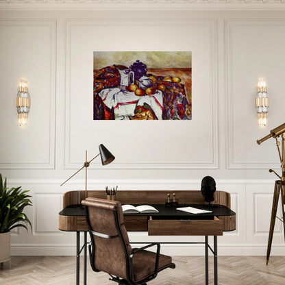 Still Life with Blue Pot - Paul Cézanne Brushed Aluminum Print - 70x100 cm / 28x40 inches | Paul Cézanne Aluminum Print | Paul Cézanne Prints