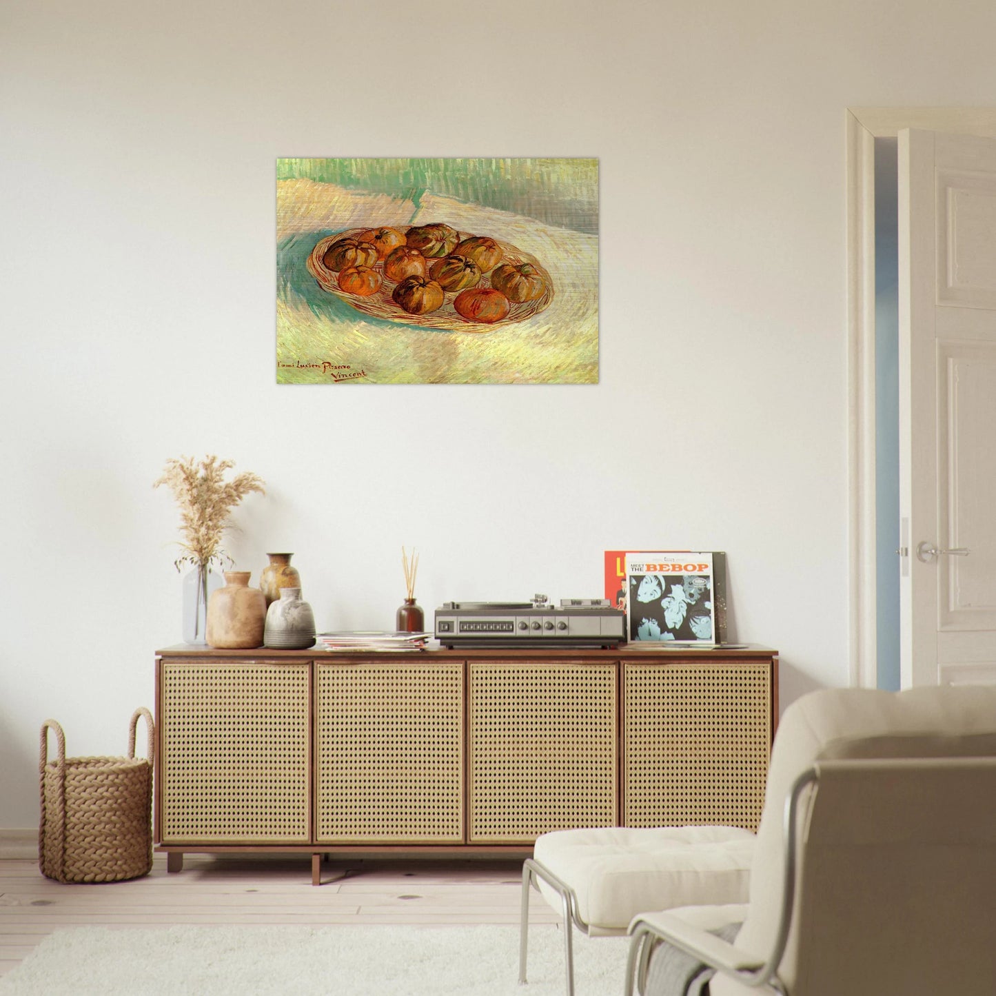 Still Life with Basket of Apples to Lucien Pissarro - Vincent van Gogh Brushed Aluminum Print - 70x100 cm / 28x40 inches | Vincent van Gogh Aluminum Print | Vincent van Gogh Prints