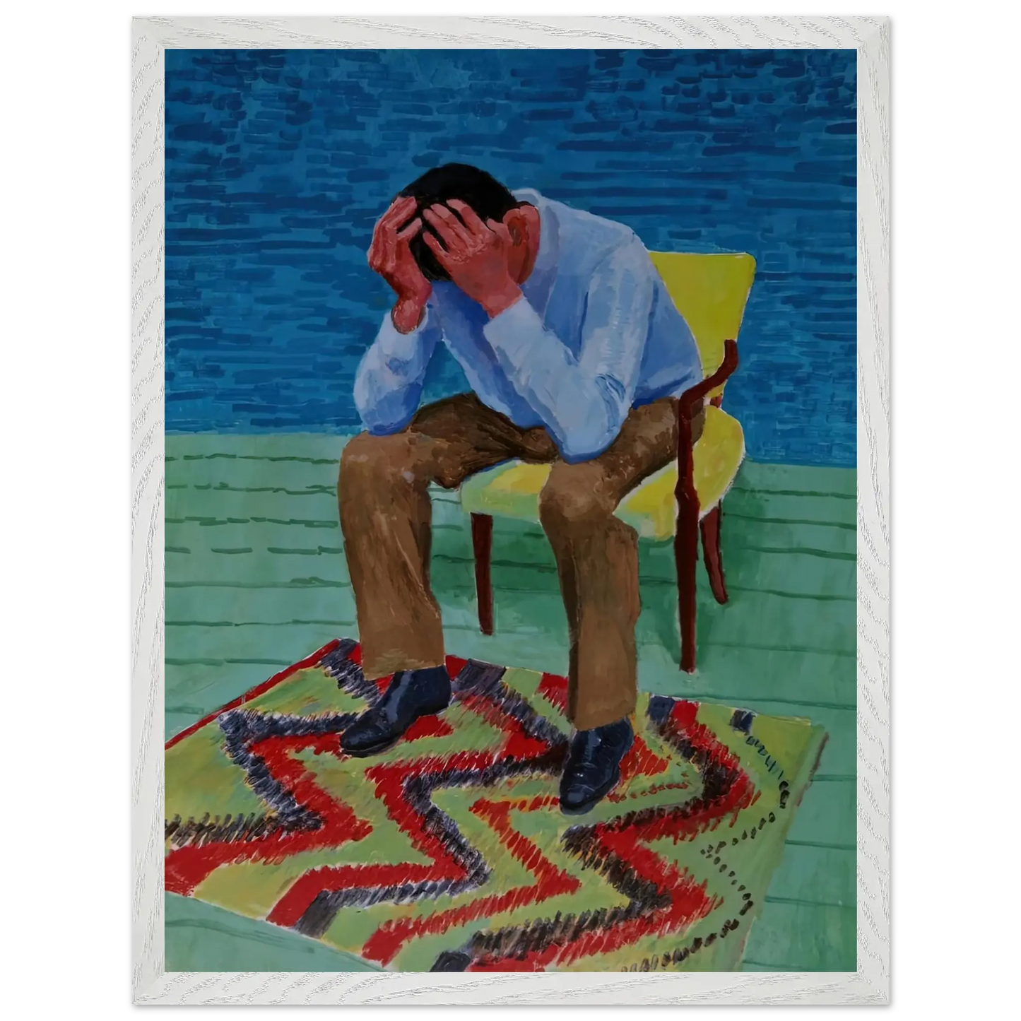 David Hockney - David Hockney Wall art - 13x18 cm / 5x7 Inches - Premium Wooden Framed Poster With Fine Art Paper - White frame