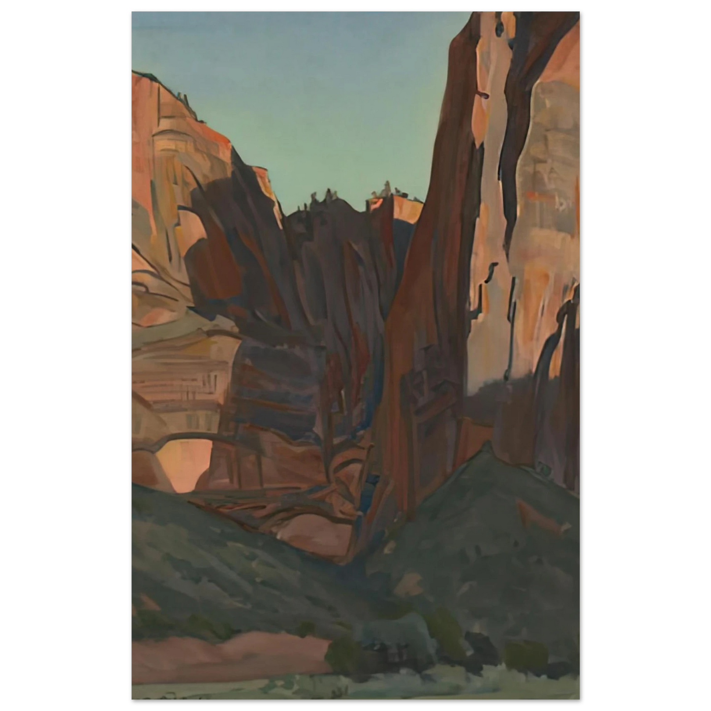 Maynard Dixon - NOTCH IN THE WALL ZION NATIONAL PARK AUGUST 1933 1933 Wall art - 27x35 cm / 11x14 inches - Fine Art Poster-canvas - -