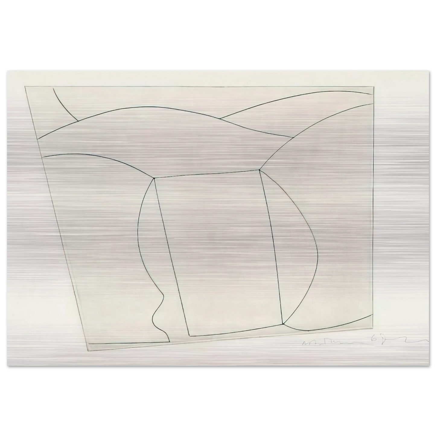 3 forms in a landscape - 1967 - Ben Nicholson Brushed Aluminum Print - 70x100 cm / 28x40 inches | Ben Nicholson Aluminum Print | Ben Nicholson Prints