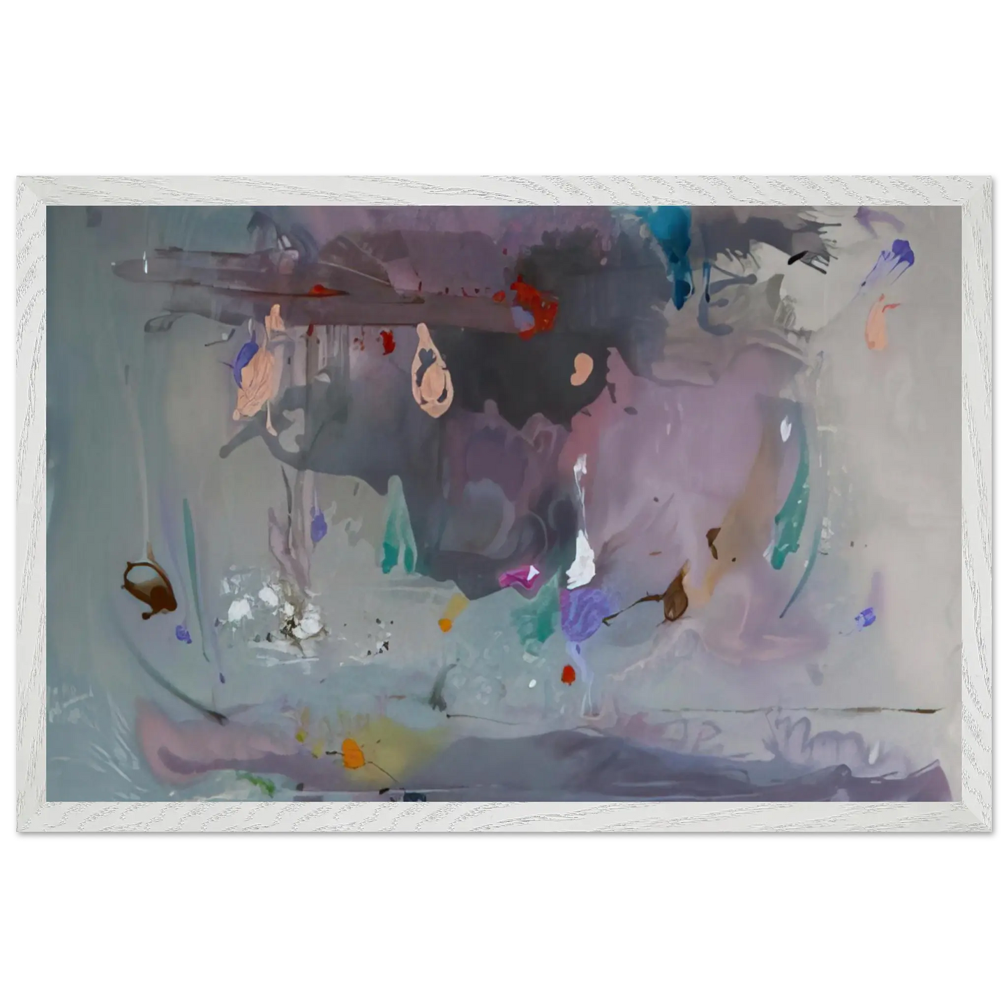 Helen Frankenthaler - Grey Fireworks - 2000 Wall art - 50x70 cm / 20x28 Inches - Premium Wooden Framed Poster With Fine Art Paper - Wood frame