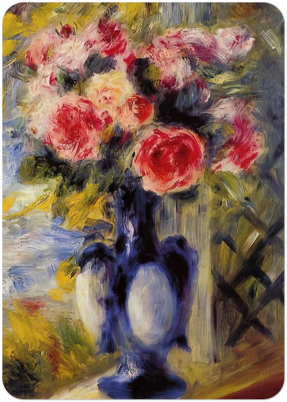 Bouquet of Roses in a Blue Vase By Pierre-Auguste Renoir Pack of 10 Post Cards | Pierre-Auguste Renoir Post Cards | A6 (10.5 x 14.8 cm) - 4.1 x 5.8 inches