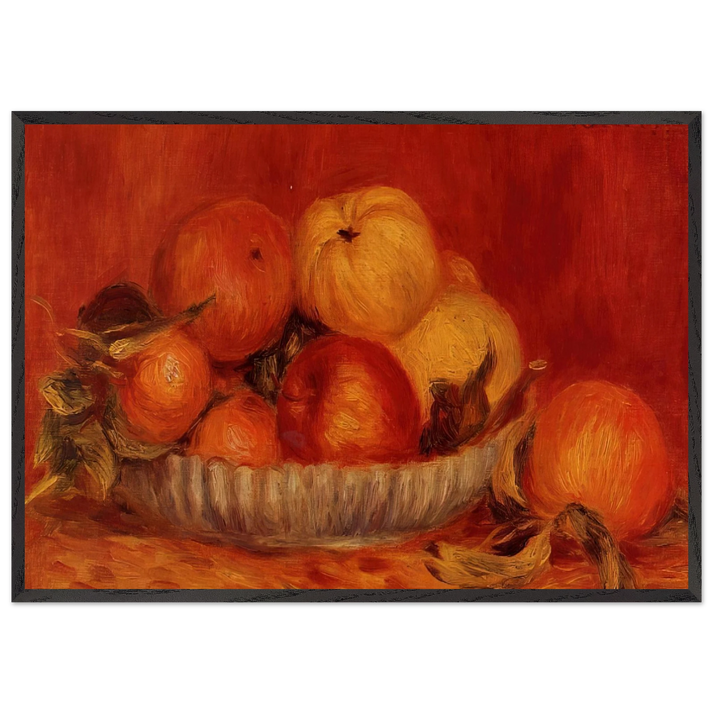 Still Life with Apples and Oranges - Pierre-Auguste Renoir 70x100 cm / 28x40 inches Framed Art Print – Black Wooden Frame