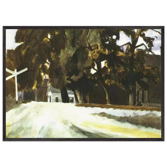 Railroad Crossing - Edward Hopper 70x100 cm / 28x40 inches Framed Art Print – Black Wooden Frame