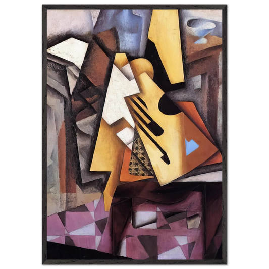 GUITAR ON A CHAIR 1913 - Juan Gris 70x100 cm / 28x40 inches Framed Art Print – Black Wooden Frame