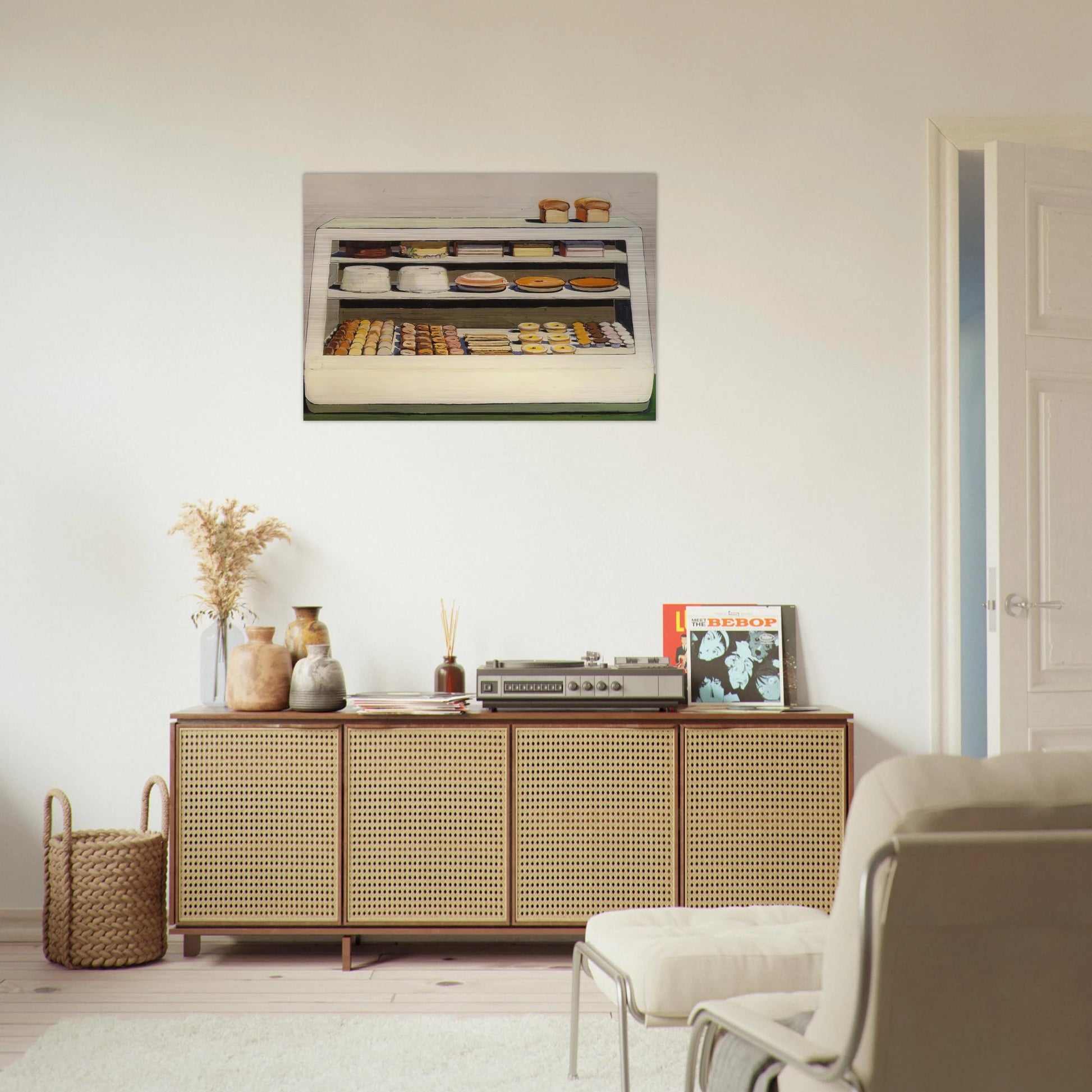 Bakery Counter - 1962 - Wayne Thiebaud Brushed Aluminum Print - 70x100 cm / 28x40 inches | Wayne Thiebaud Aluminum Print | Wayne Thiebaud Prints
