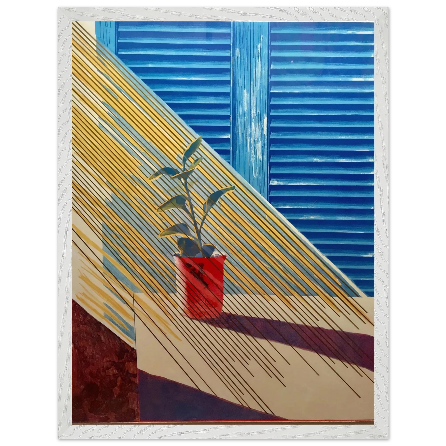 David Hockney - David Hockney Wall art - 13x18 cm / 5x7 inches - Premium Wooden Framed Poster With Fine Art Paper - White frame