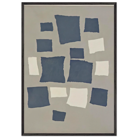 Collage with Squares Arranged According to the Laws of Chance - Jean Arp 70x100 cm / 28x40 inches Framed Art Print – Black Wooden Frame