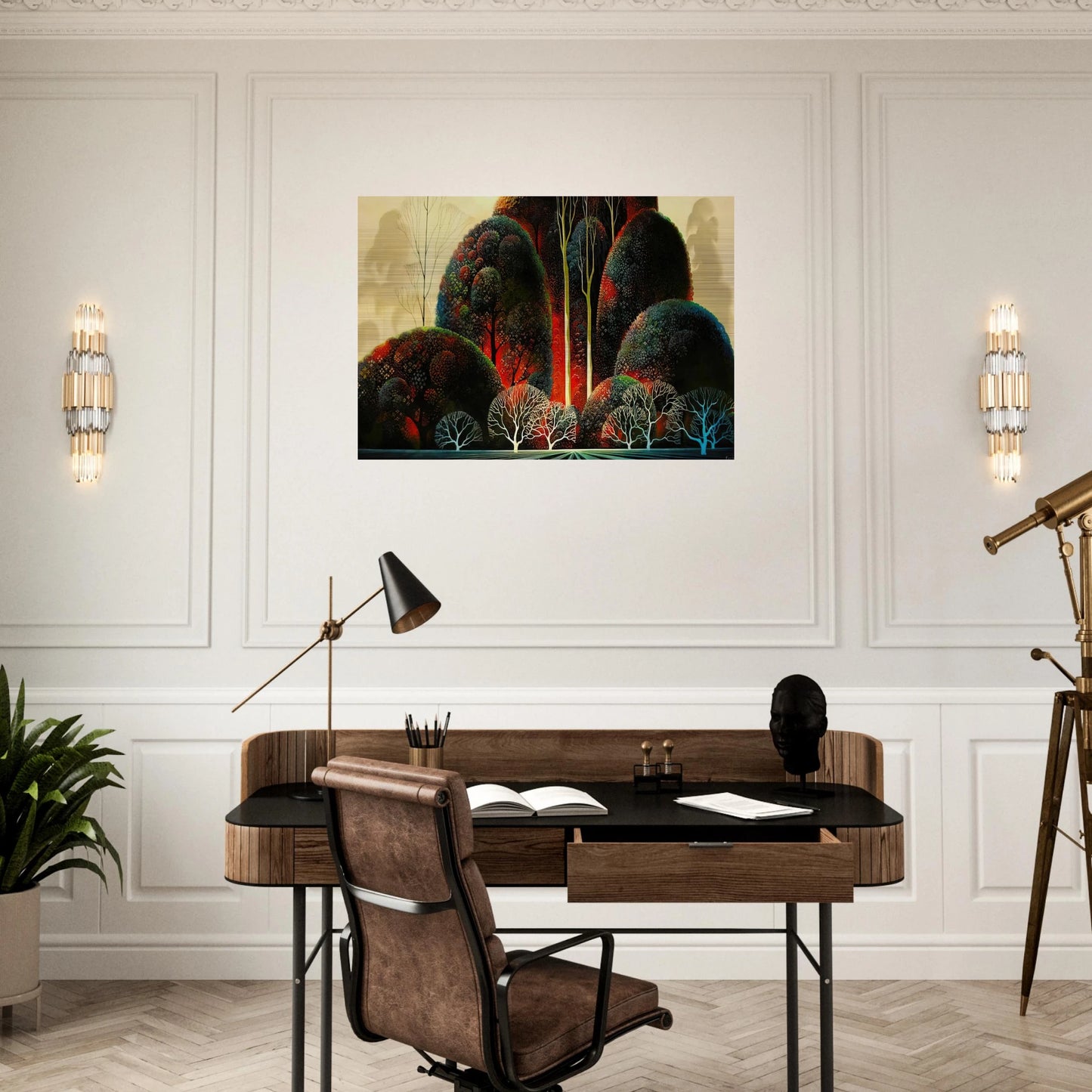 California Orchid - Eyvind Earle Brushed Aluminum Print - 70x100 cm / 28x40 inches | Eyvind Earle Aluminum Print | Eyvind Earle Prints