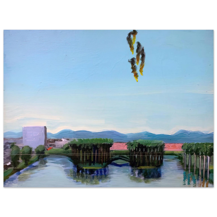 Carlos Almaraz - Echo Park Falling Angels - 1974  75x100 cm / 30x40inches Fine Art Poster