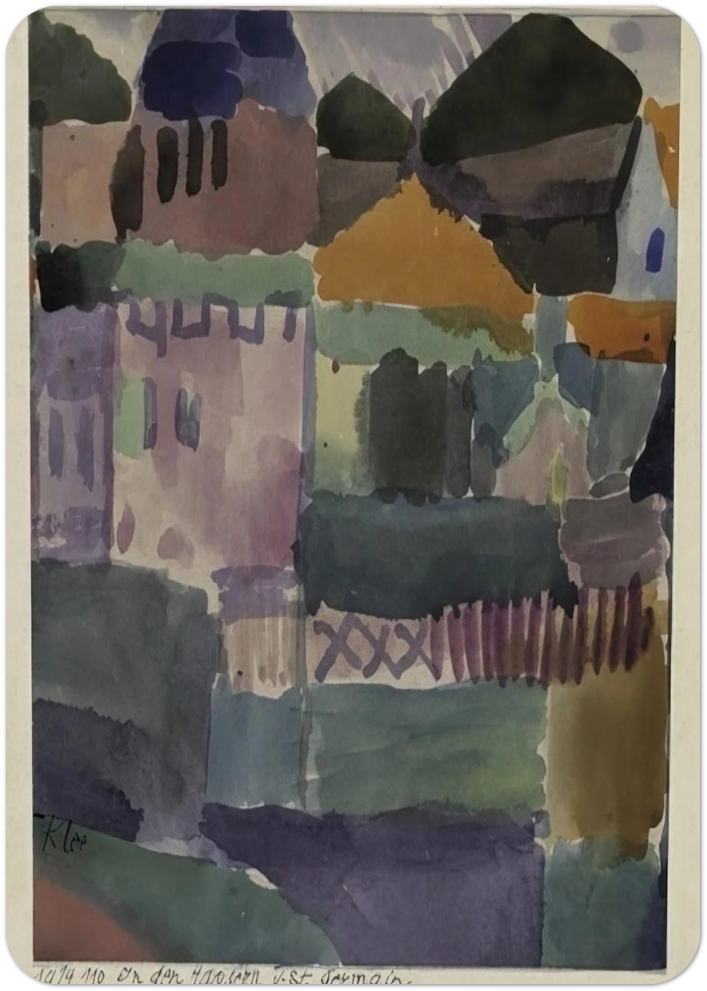 IN THE HOUSES OF ST GERMAIN 1914 By Paul Klee Pack of 10 Post Cards | Paul Klee Post Cards | A6 (10.5 x 14.8 cm) - 4.1 x 5.8 inches