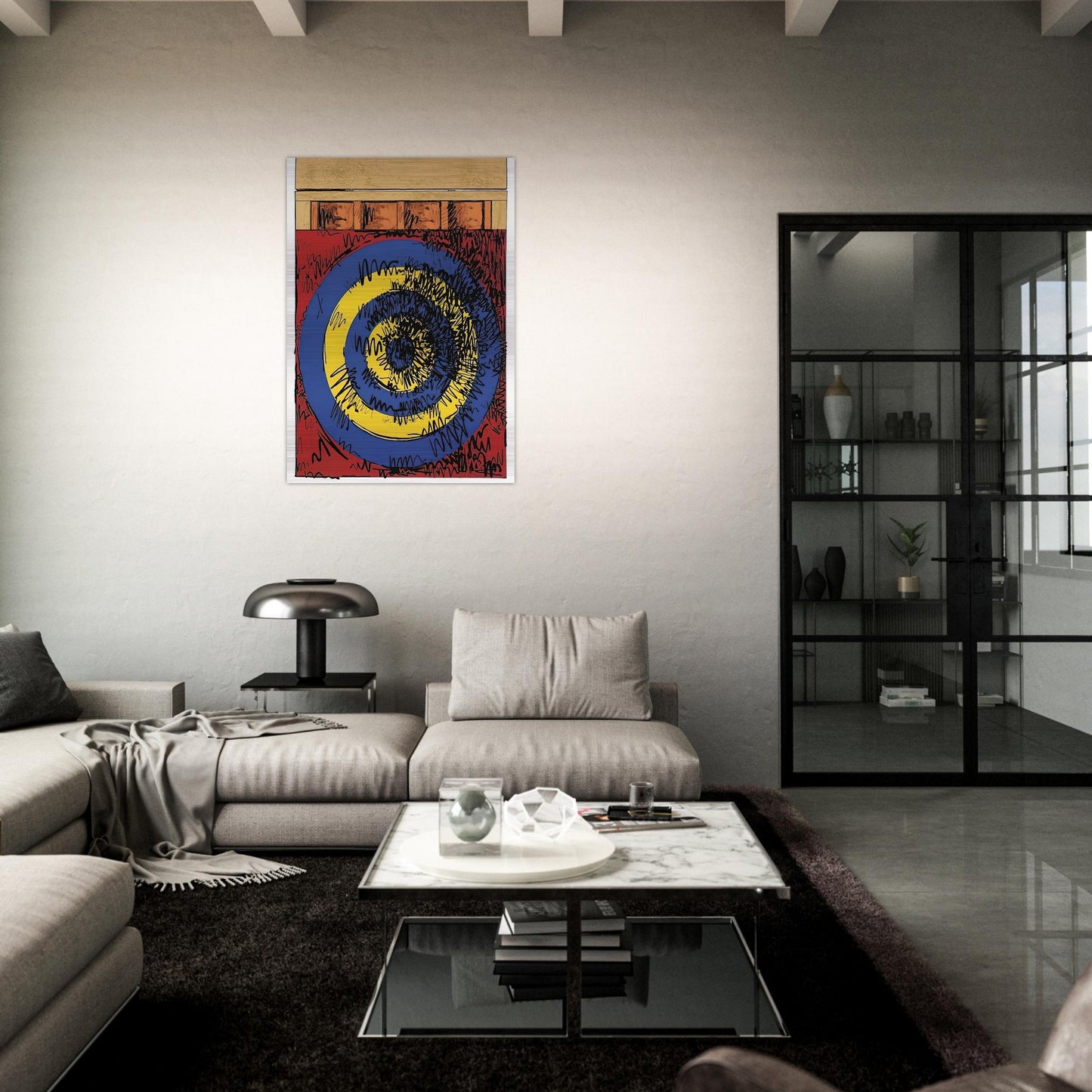 TARGET WITH FOUR FACES ULAE 55 1968 - Jasper Johns Brushed Aluminum Print - 70x100 cm / 28x40 inches | Jasper Johns Aluminum Print | Jasper Johns Prints