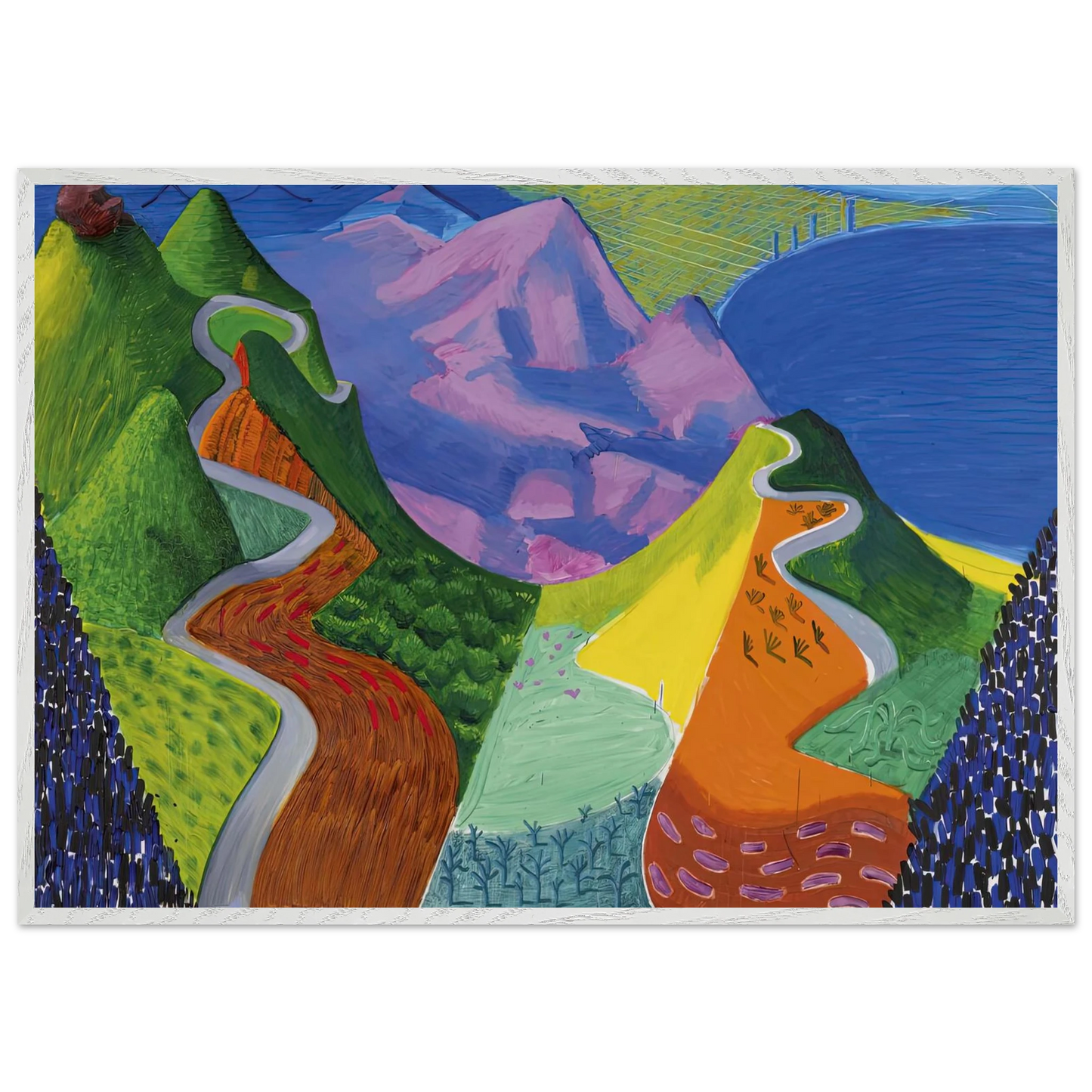 David Hockney - David Hockney Wall art - 40x40 cm / 16x16 inches - Premium Wooden Framed Poster With Fine Art Paper-canvas - White frame