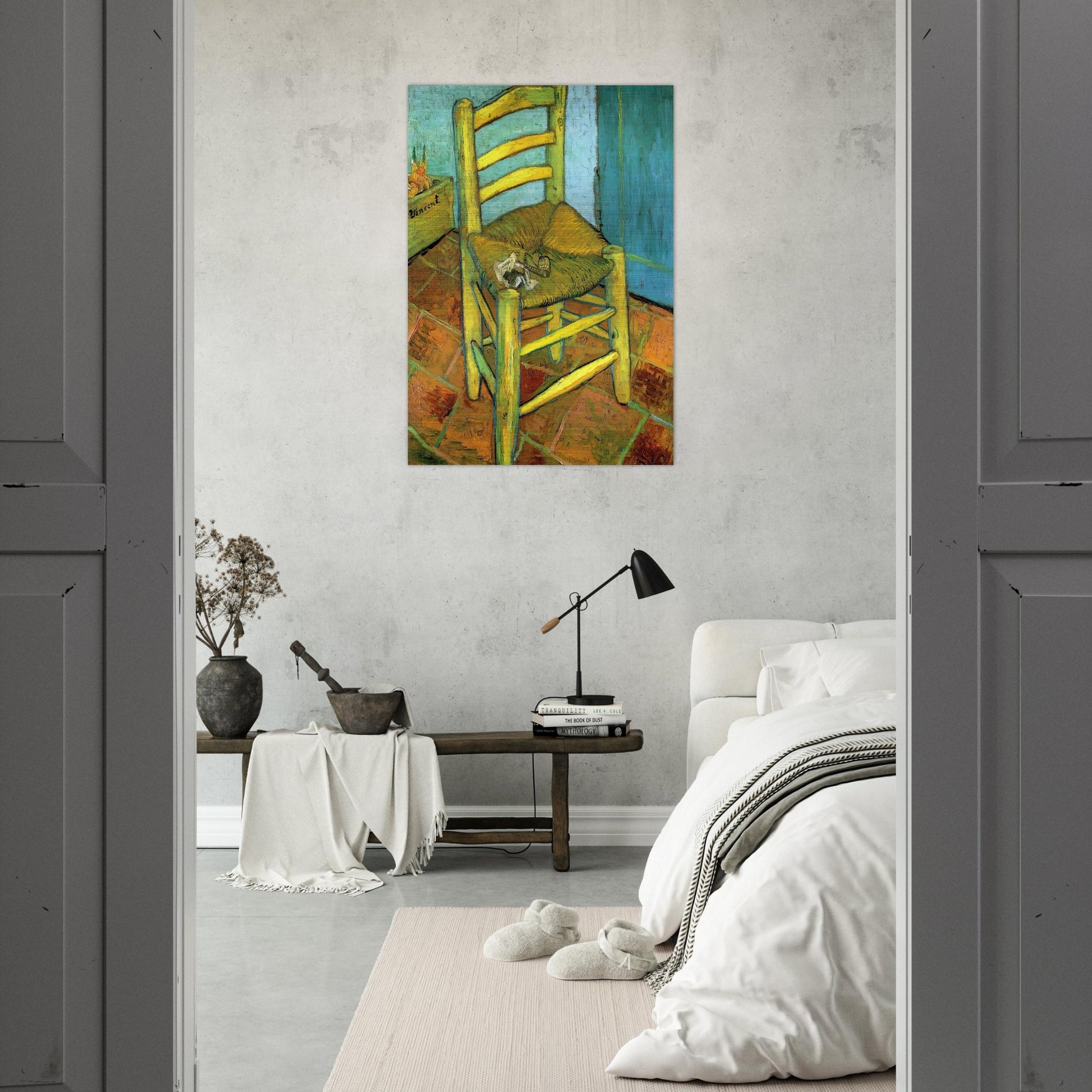 Van Gogh's Chair - Vincent van Gogh Brushed Aluminum Print - 70x100 cm / 28x40 inches | Vincent van Gogh Aluminum Print | Vincent van Gogh Prints