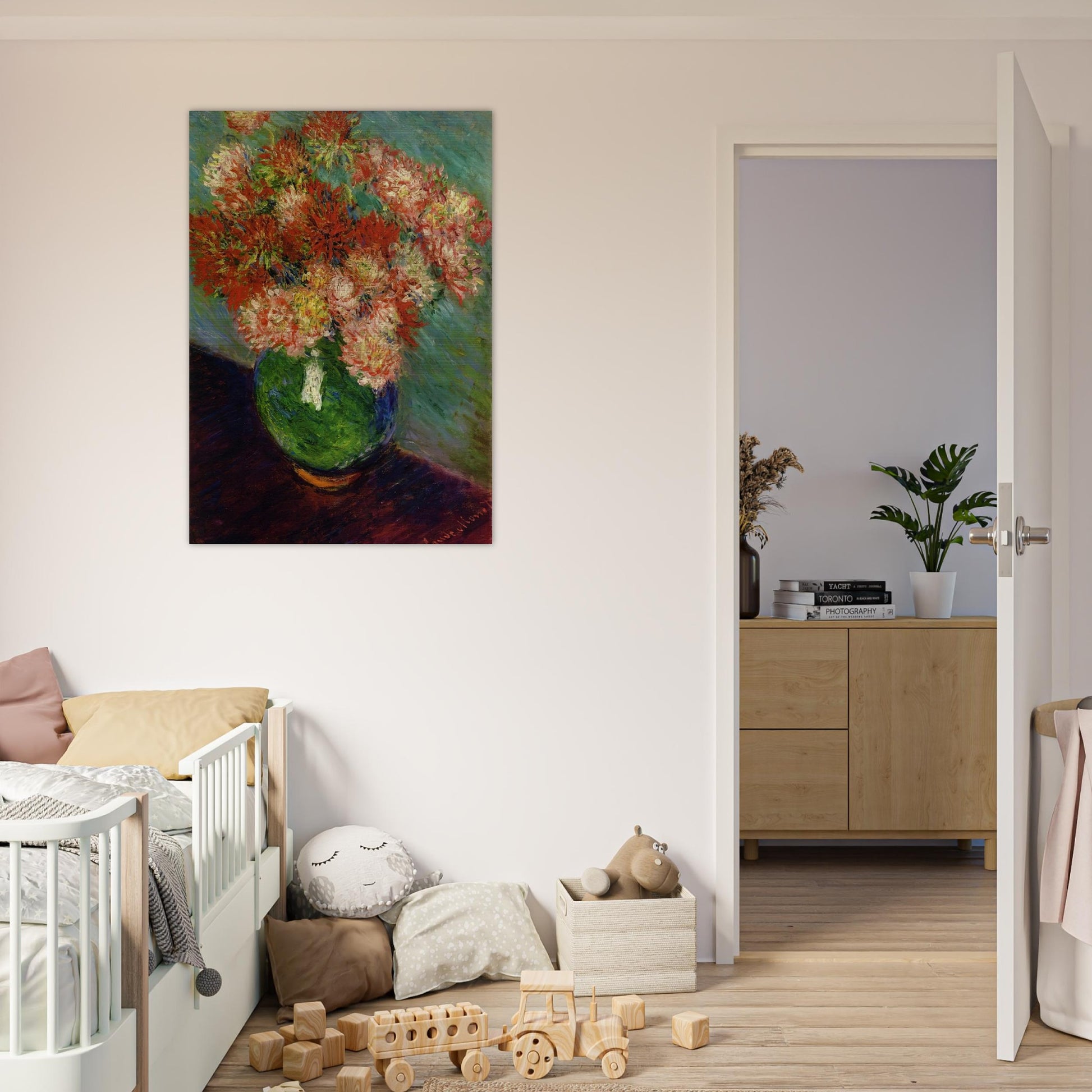 Vase of Chrysanthemums - claude monet Brushed Aluminum Print - 70x100 cm / 28x40 inches | claude monet Aluminum Print | claude monet Prints