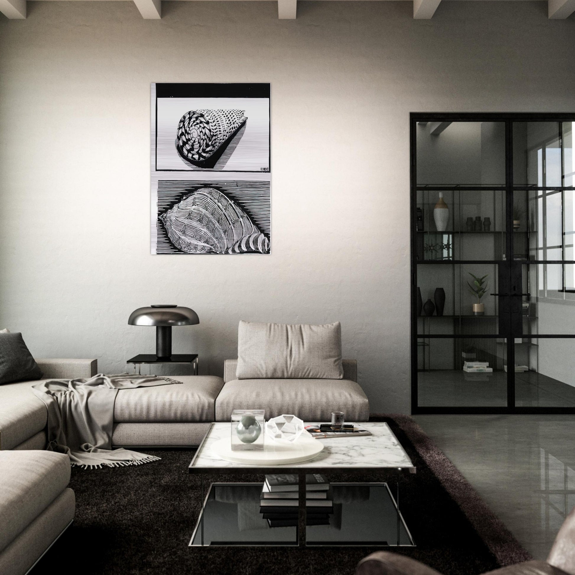 SEA SHELLS - MC Escher Brushed Aluminum Print - 70x100 cm / 28x40 inches | MC Escher Aluminum Print | MC Escher Prints