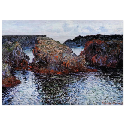 Belle-Ile, Rocks at Port-Goulphar - claude monet Brushed Aluminum Print - 70x100 cm / 28x40 inches | claude monet Aluminum Print | claude monet Prints