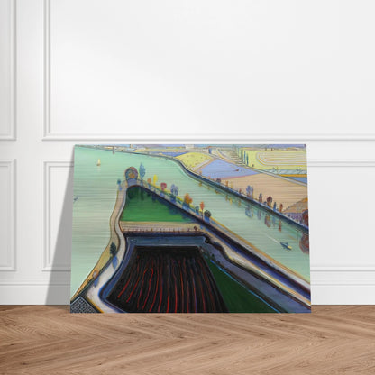River Boats - 2001 - Wayne Thiebaud Brushed Aluminum Print - 70x100 cm / 28x40 inches | Wayne Thiebaud Aluminum Print | Wayne Thiebaud Prints