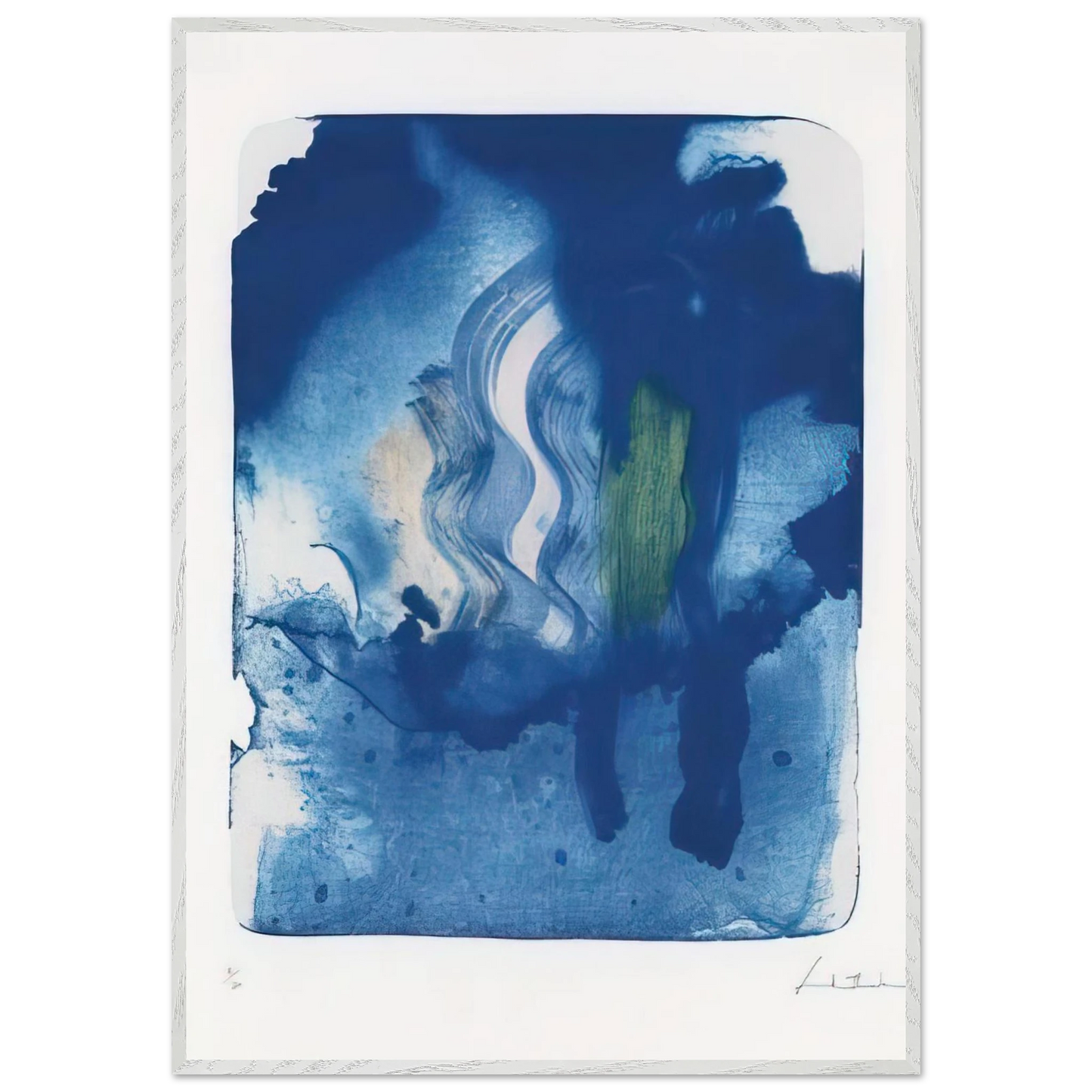Helen Frankenthaler - Reflections V - 1995 Wall art - 30x45 cm / 12x18 inches - Premium Wooden Framed Poster With Fine Art Paper-canvas - Black frame