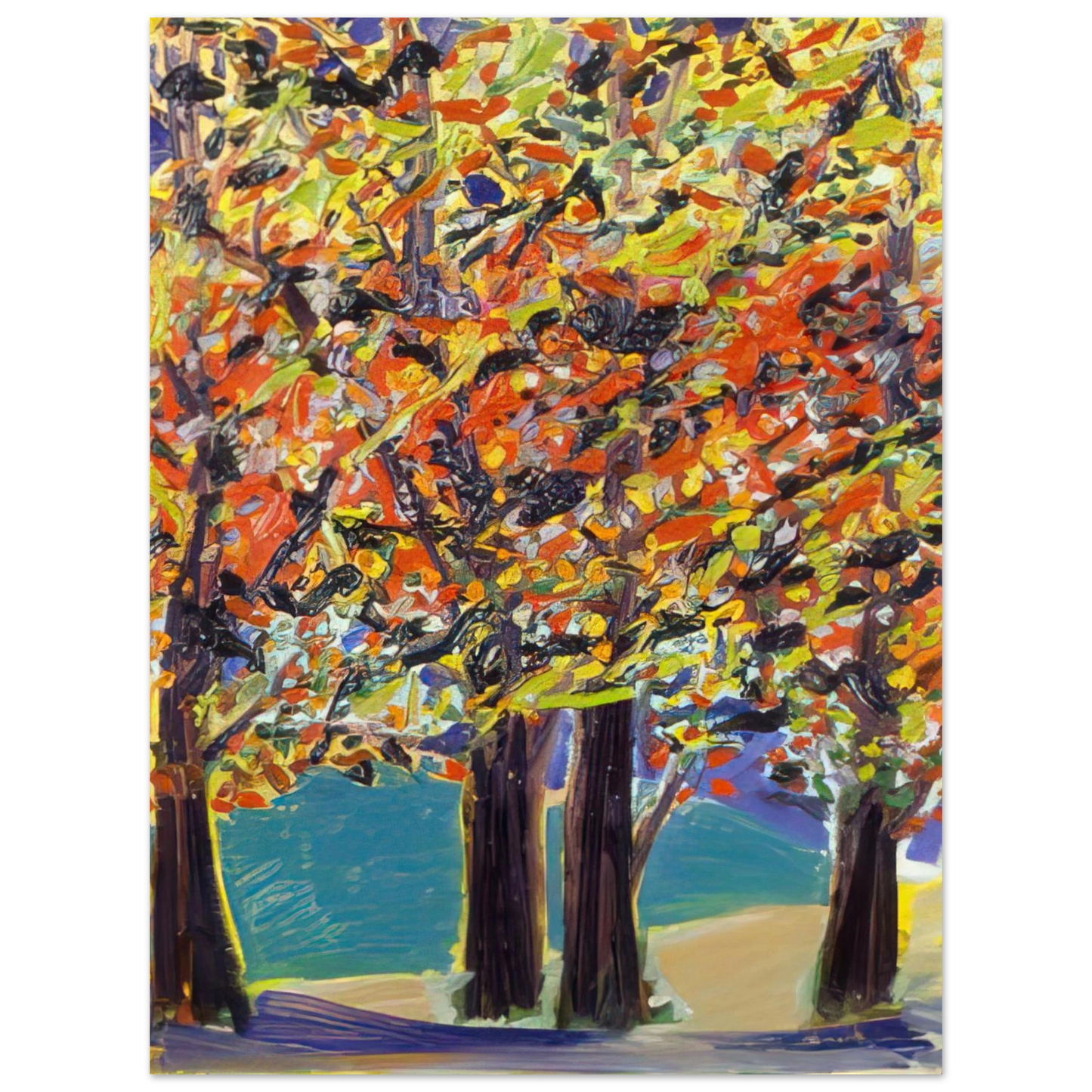 Ronnie Landfield - Autumn View, West Hurley, NY - 1984  75x100 cm / 30x40inches Fine Art Poster