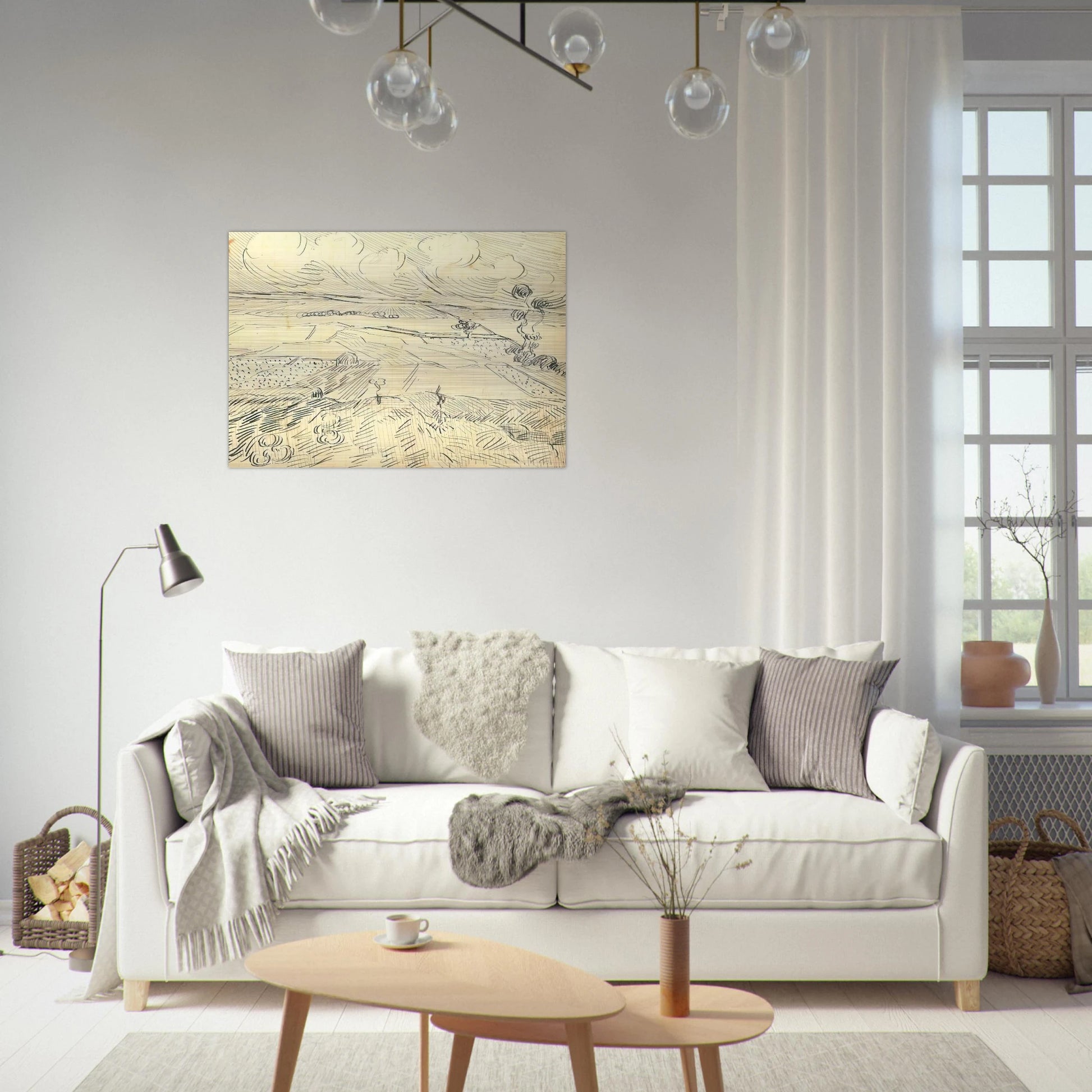 Wheat Fields - Vincent van Gogh Brushed Aluminum Print - 70x100 cm / 28x40 inches | Vincent van Gogh Aluminum Print | Vincent van Gogh Prints