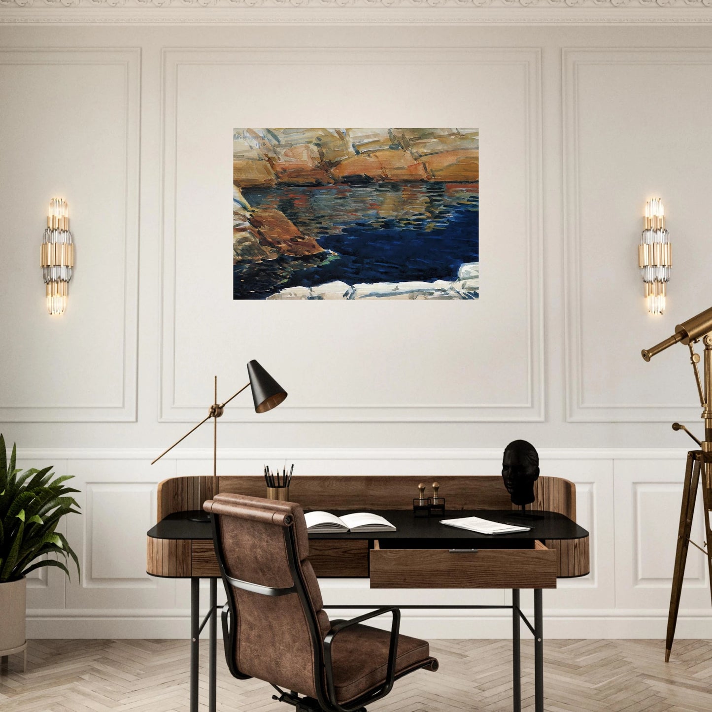 Looking into Beryl Pool - Childe Hassam Brushed Aluminum Print - 70x100 cm / 28x40 inches | Childe Hassam Aluminum Print | Childe Hassam Prints