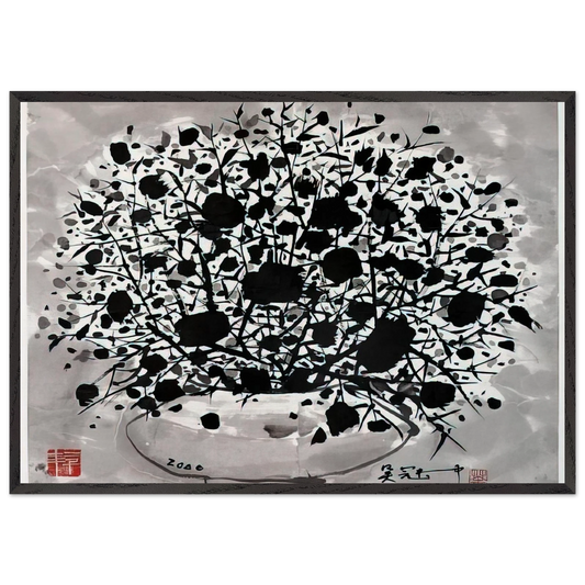 Flower - 2000 - Wu Guanzhong 70x100 cm / 28x40 inches Framed Art Print – Black Wooden Frame