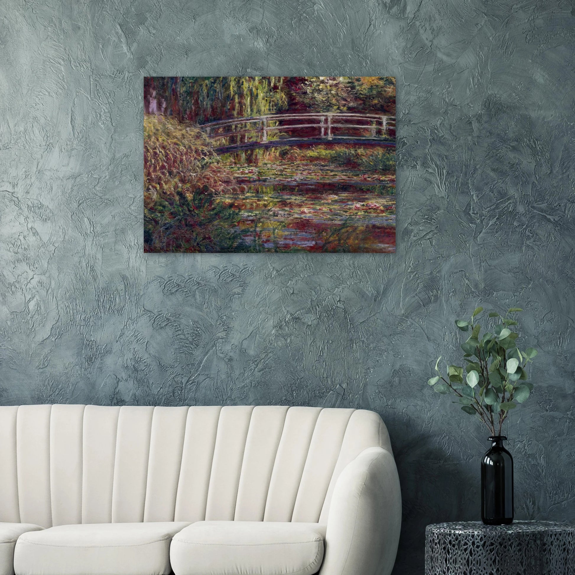 The Japanese Bridge The Water-Lily Pond, Symphony in Rose - claude monet Brushed Aluminum Print - 70x100 cm / 28x40 inches | claude monet Aluminum Print | claude monet Prints