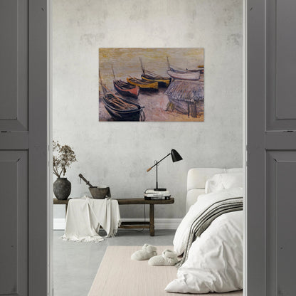 Boats on the Beach - claude monet Brushed Aluminum Print - 70x100 cm / 28x40 inches | claude monet Aluminum Print | claude monet Prints