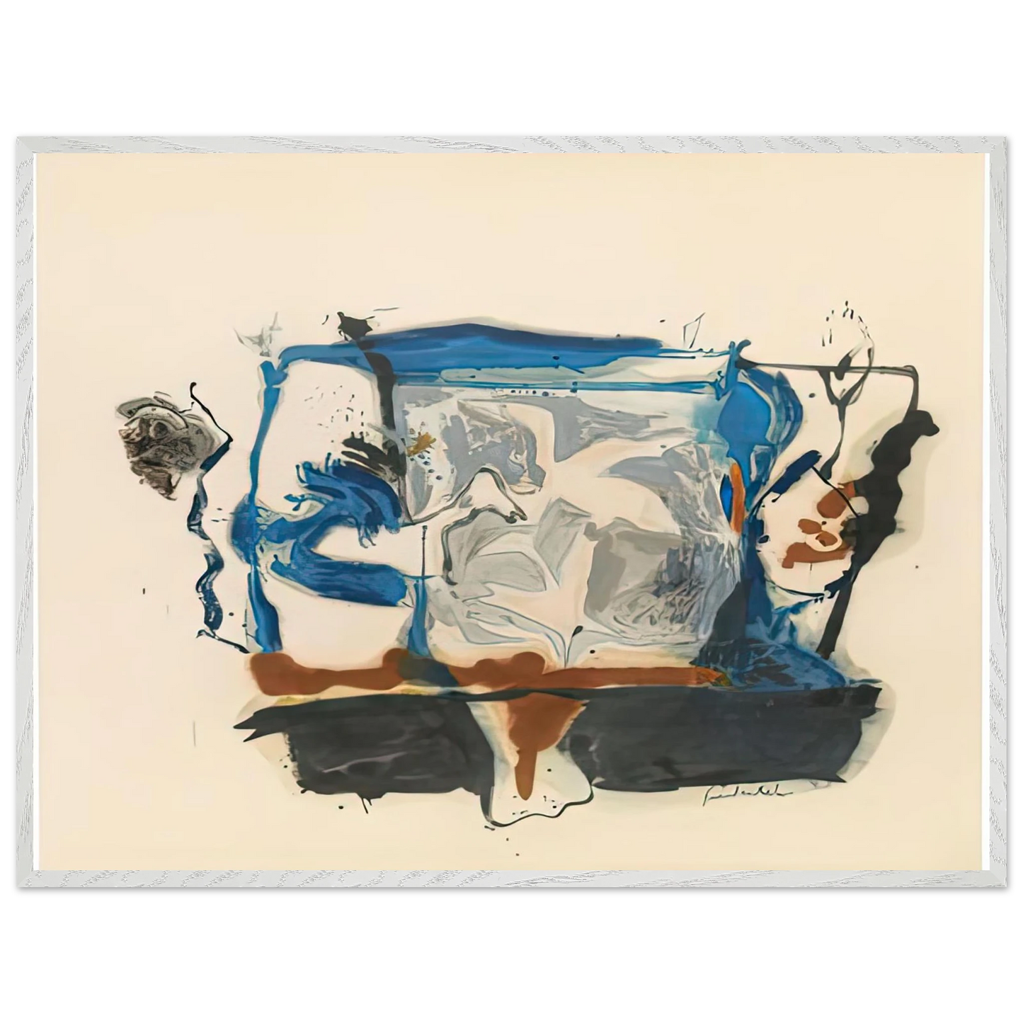 Helen Frankenthaler - Swan Lake II, 1961- Wall Art - 60x80 cm / 24x32 inches - Premium Wooden Framed Poster With Fine Art Paper-canvas - Black frame